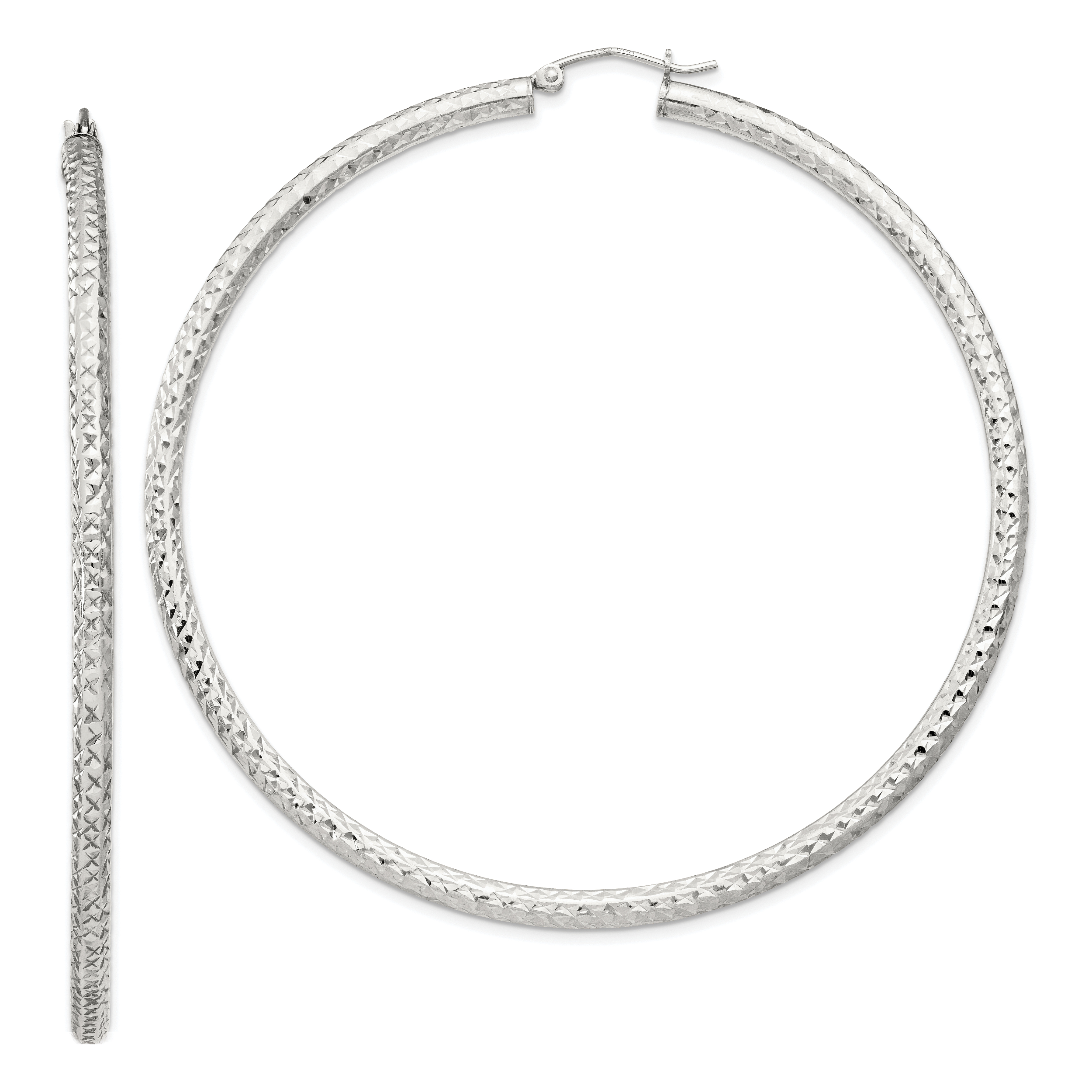  20 mm Sterling Silver 3.0mm Textured Hoop Earrings  Unknown Friendly Weight Sterling Silver - view 88