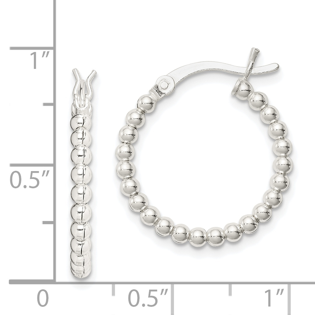  26 mm Sterling Silver Beaded Hoop Earrings  Unknown Friendly Weight Sterling Silver - view 8