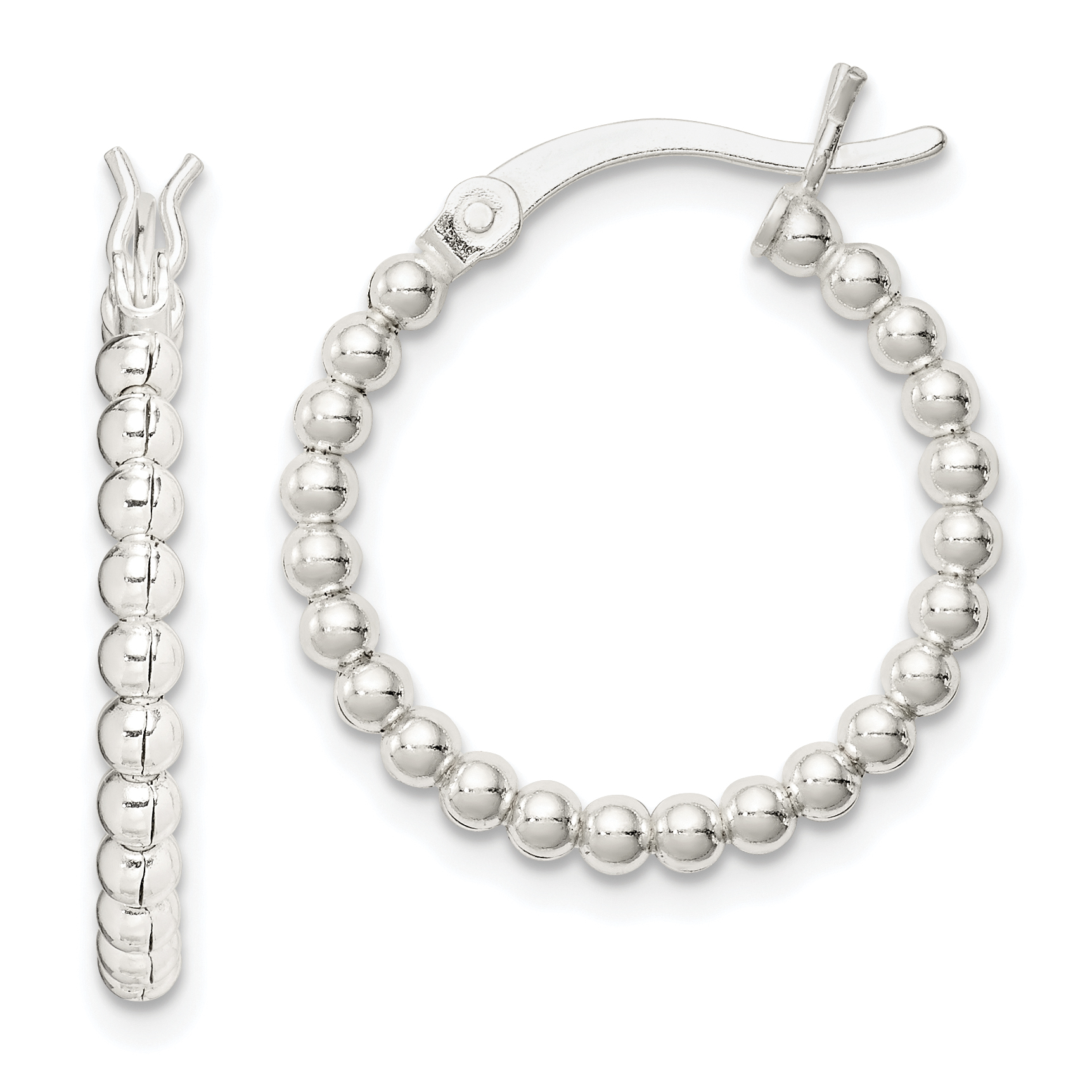  26 mm Sterling Silver Beaded Hoop Earrings  Unknown Friendly Weight Sterling Silver - view 9