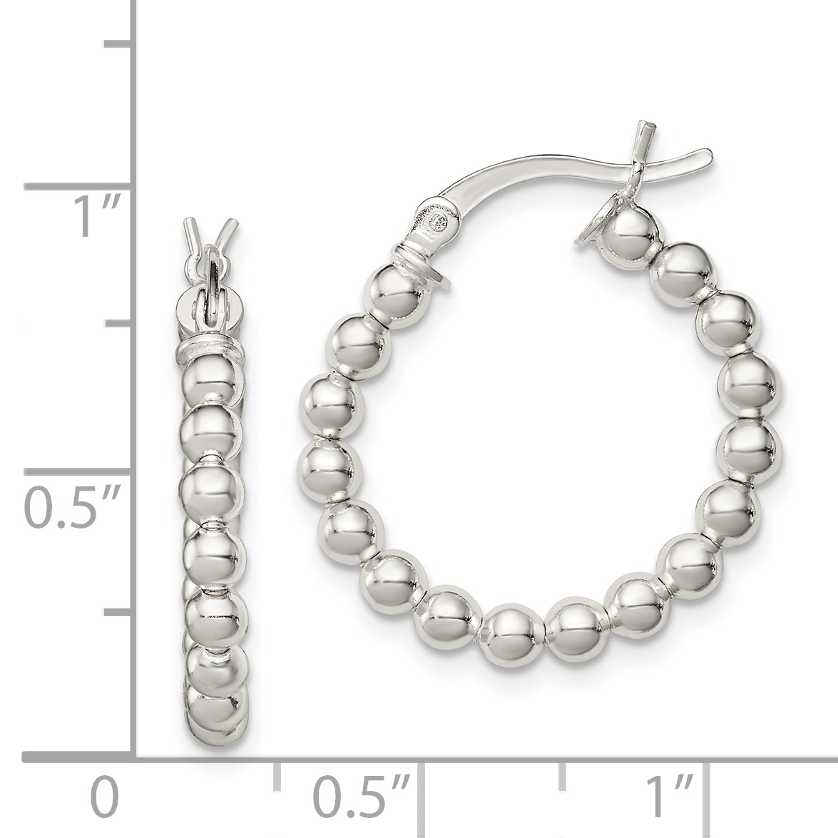  26 mm Sterling Silver Beaded Hoop Earrings  Unknown Friendly Weight Sterling Silver - view 4