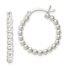  26 mm Sterling Silver Beaded Hoop Earrings  Unknown Friendly Weight Sterling Silver - view 1