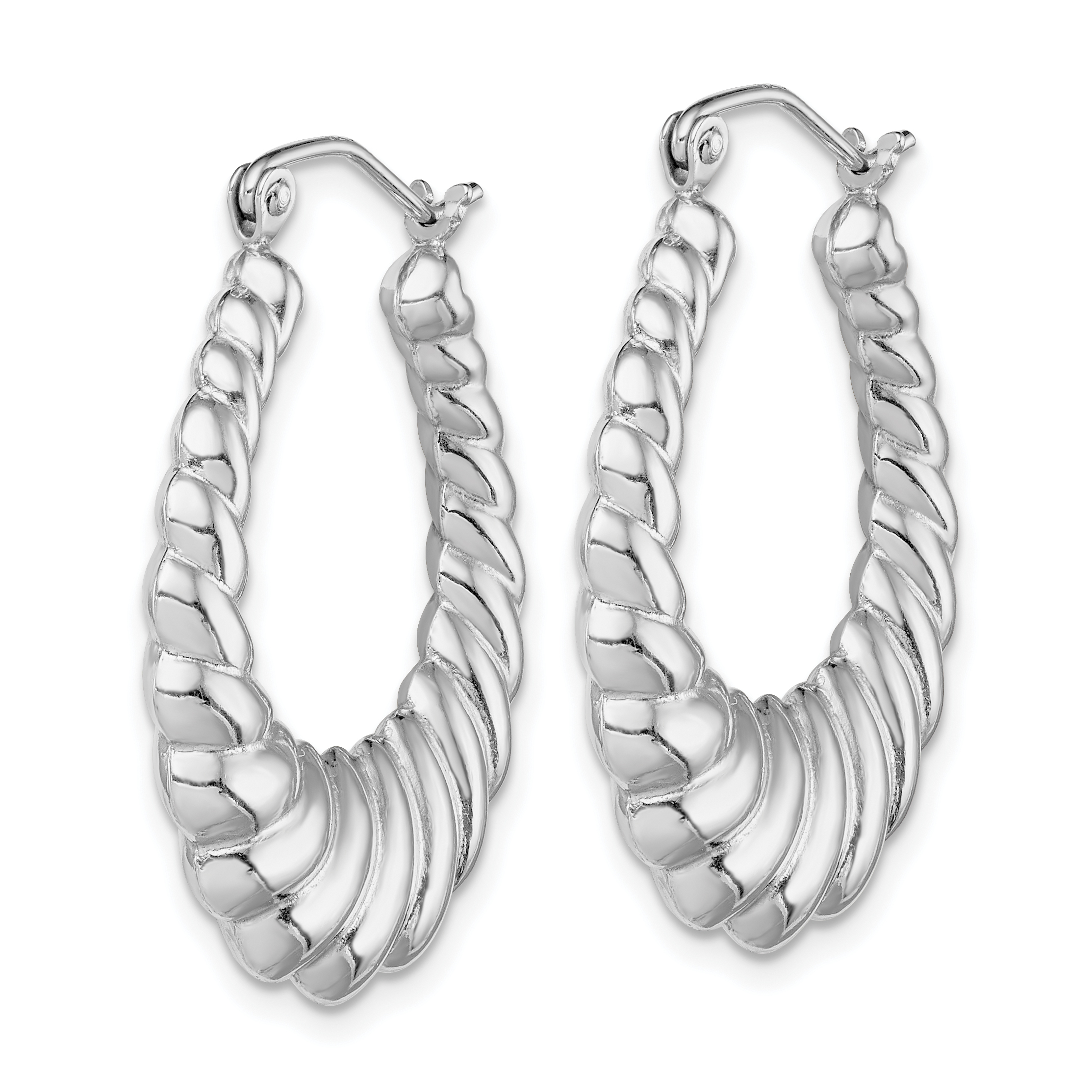  30 mm Sterling Silver Scalloped Hoop Earrings  Unknown Friendly Weight Sterling Silver - view 2