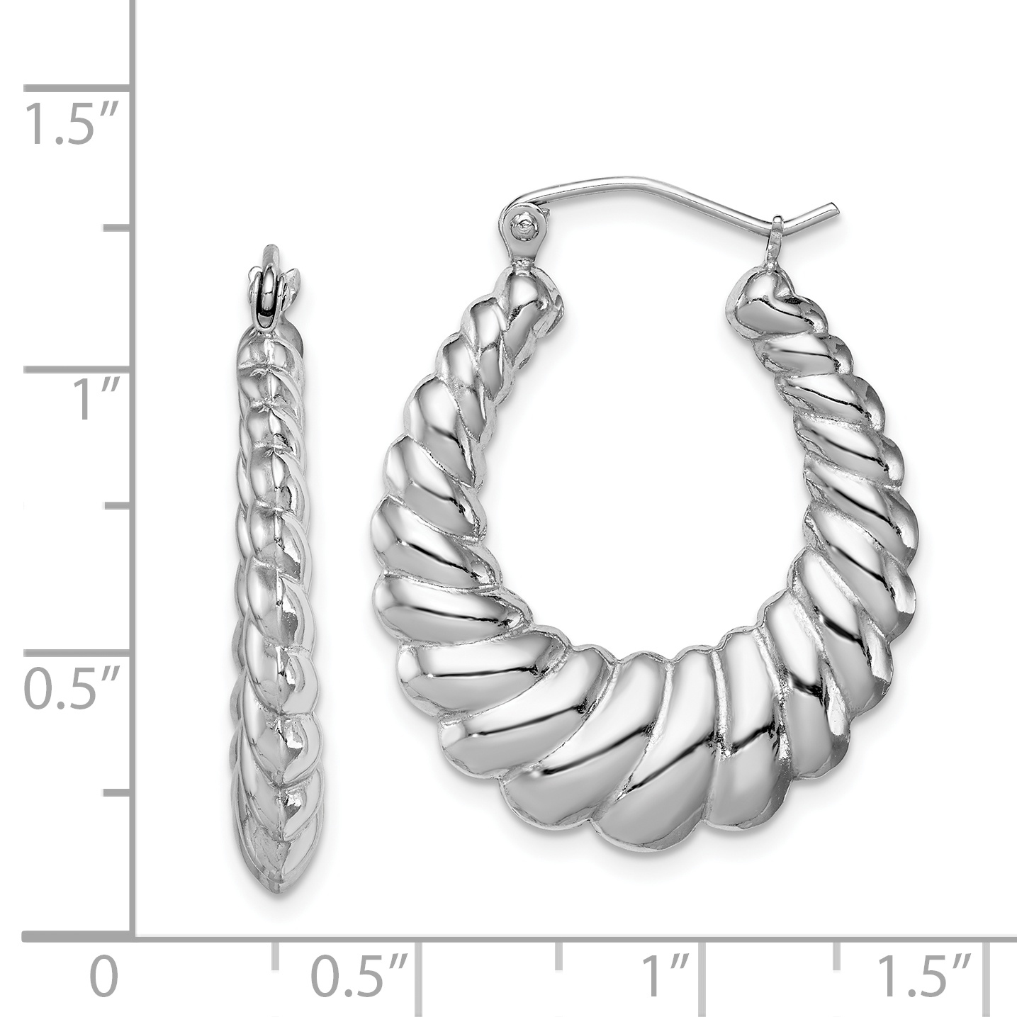  30 mm Sterling Silver Scalloped Hoop Earrings  Unknown Friendly Weight Sterling Silver - view 4