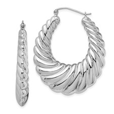  30 mm Sterling Silver Scalloped Hoop Earrings  Unknown Friendly Weight Sterling Silver - view 5