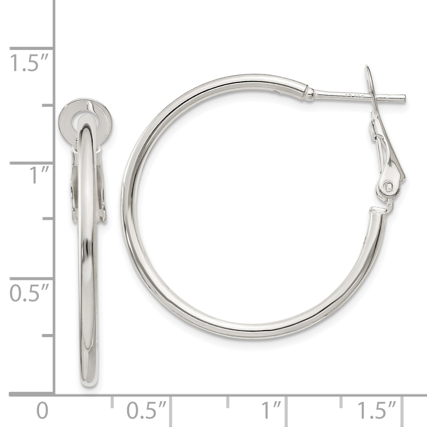  30 mm Sterling Silver 2mm Omega Back Hoop Earrings  Unknown Friendly Weight Sterling Silver - view 3