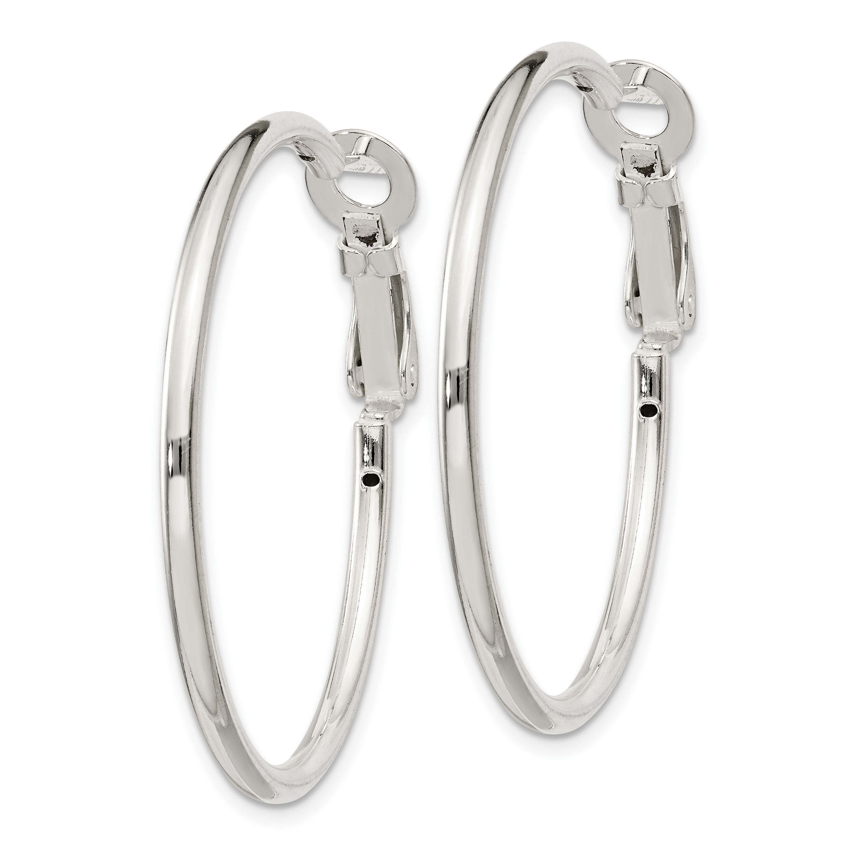  30 mm Sterling Silver 2mm Omega Back Hoop Earrings  Unknown Friendly Weight Sterling Silver - view 5