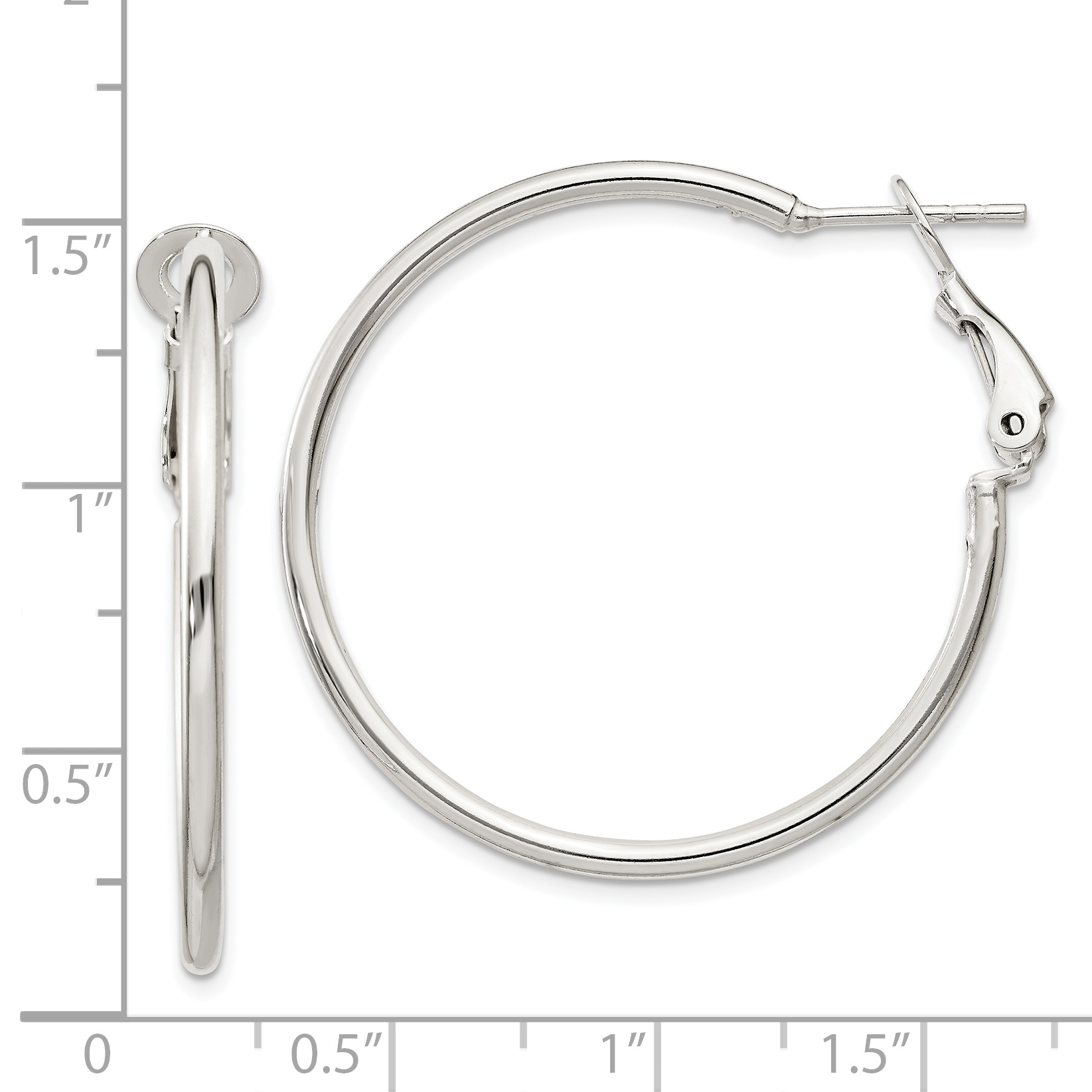  30 mm Sterling Silver 2mm Omega Back Hoop Earrings  Unknown Friendly Weight Sterling Silver - view 7