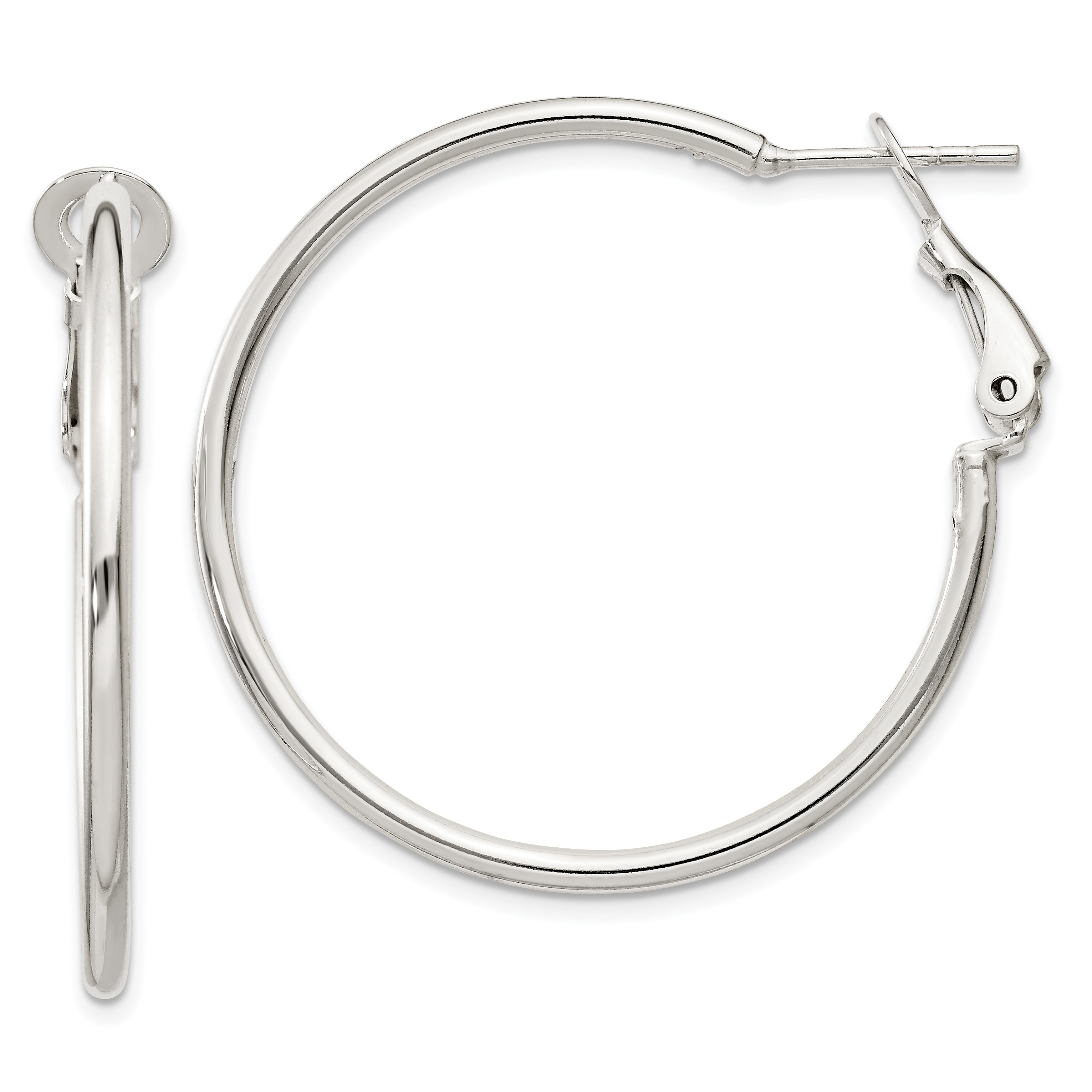  30 mm Sterling Silver 2mm Omega Back Hoop Earrings  Unknown Friendly Weight Sterling Silver - view 8