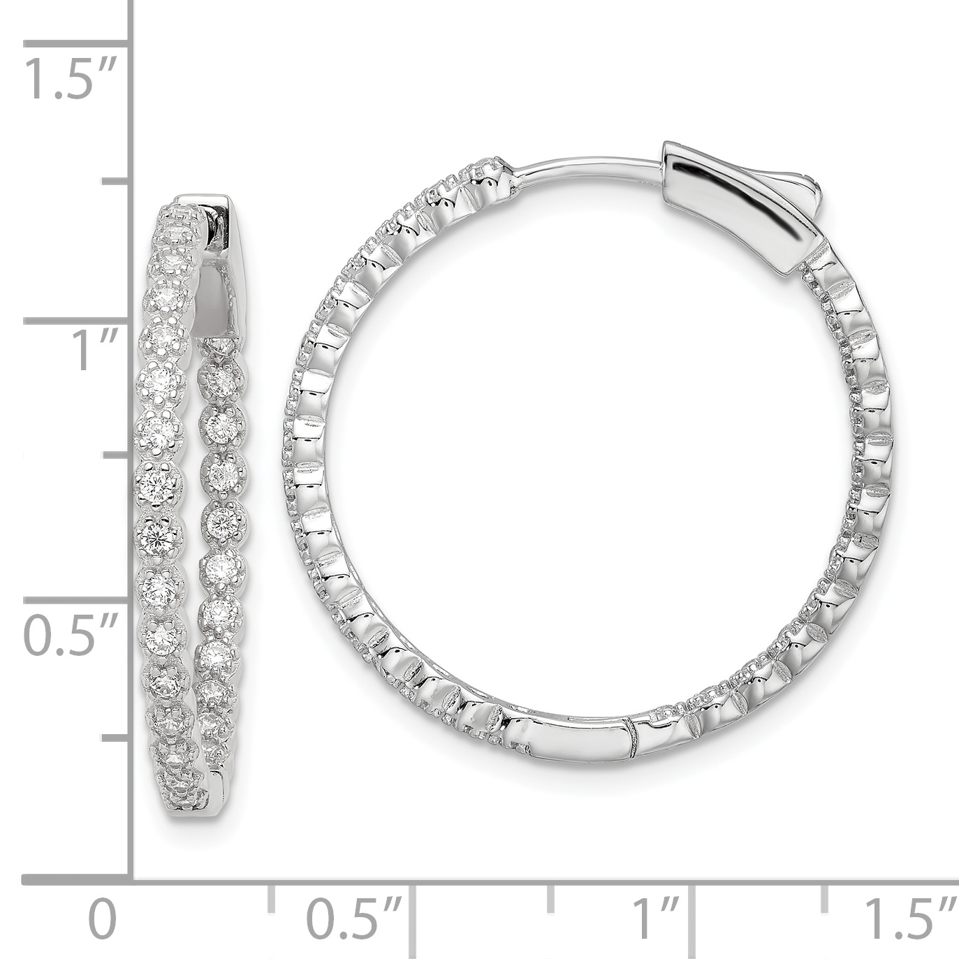  29 mm Sterling Silver CZ Hoop Earrings 28.82 mm Unknown Friendly Weight Sterling Silver - view 3