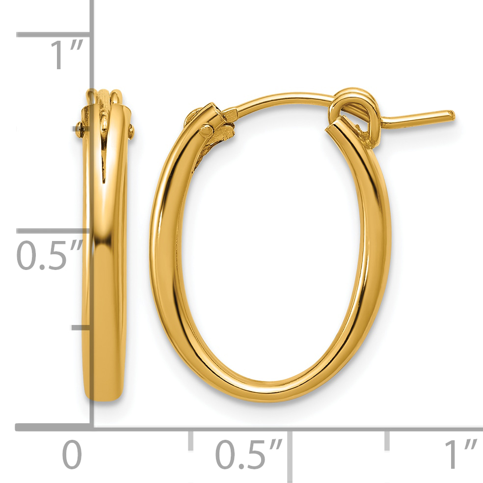  20 mm Gold Filled 14/20 Filled Oval Hoop Earrings  Unknown Friendly Weight 14K yellow gold - view 2