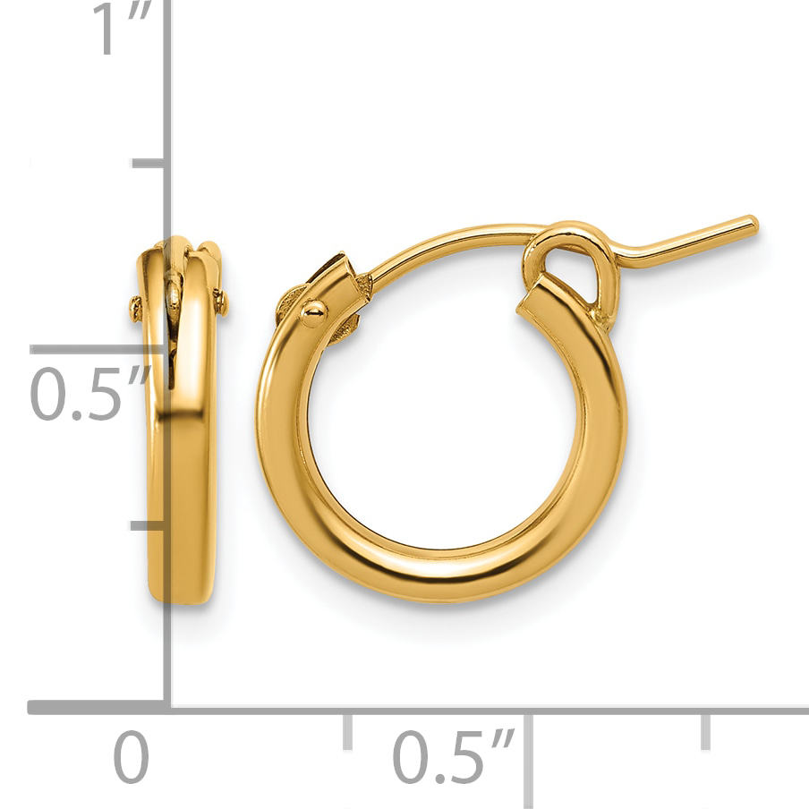  13 mm Gold Filled 14/20 Filled 2.3mm Hoop Earrings 13 mm Unknown Friendly Weight 14K yellow gold - view 2