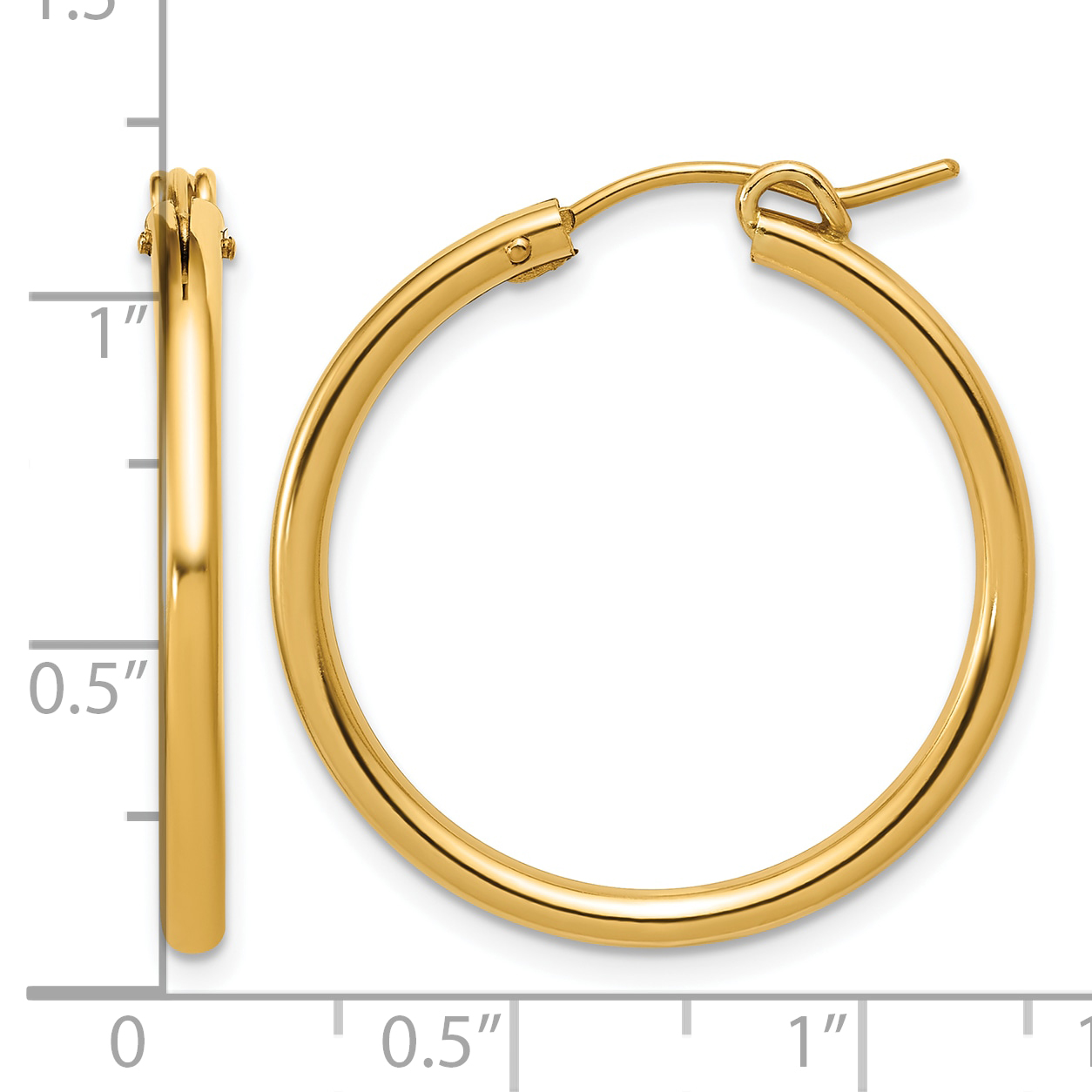  13 mm Gold Filled 14/20 Filled 2.3mm Hoop Earrings 13 mm Unknown Friendly Weight 14K yellow gold - view 14