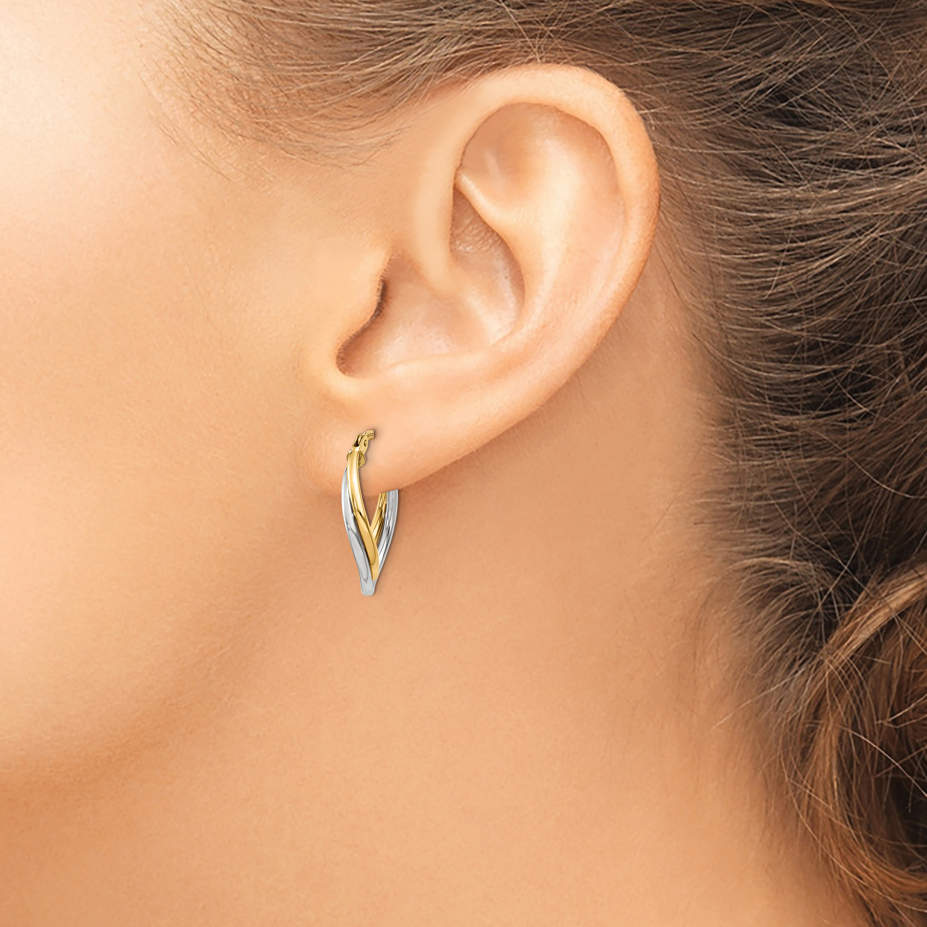  20 mm 14K Two-Tone Polished Oval Hoop Earrings  Unknown Friendly Weight 14K two-tone gold - view 2