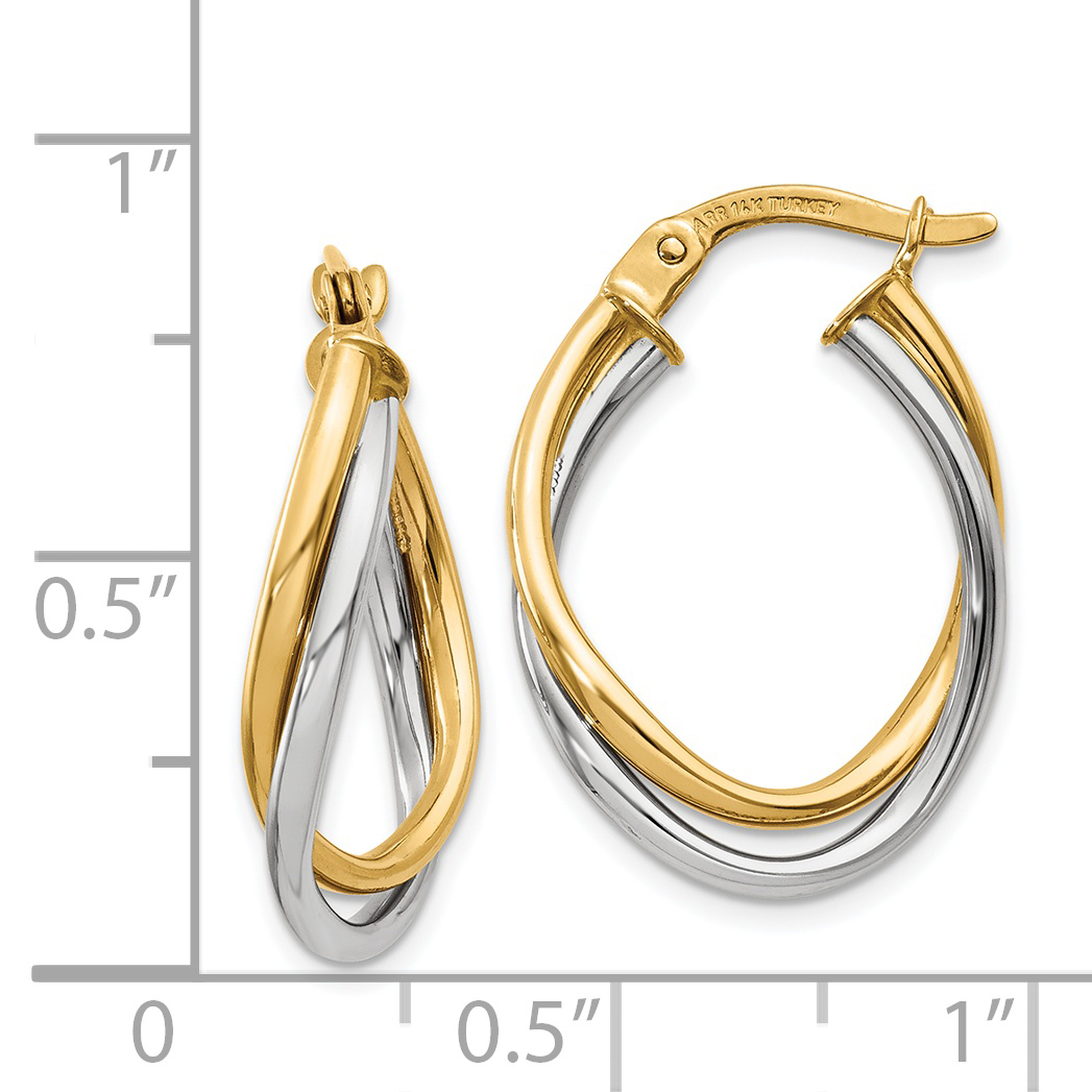  20 mm 14K Two-Tone Polished Oval Hoop Earrings  Unknown Friendly Weight 14K two-tone gold - view 3