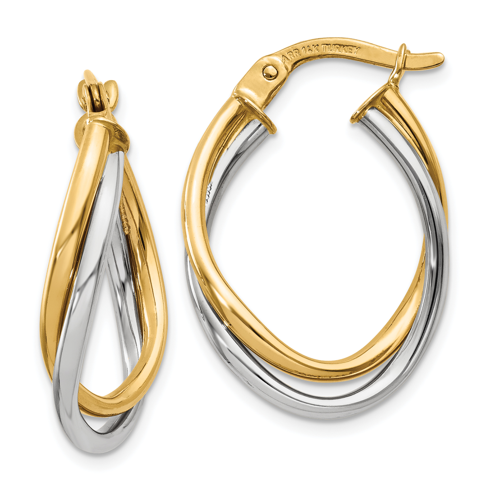  20 mm 14K Two-Tone Polished Oval Hoop Earrings  Unknown Friendly Weight 14K two-tone gold - view 4