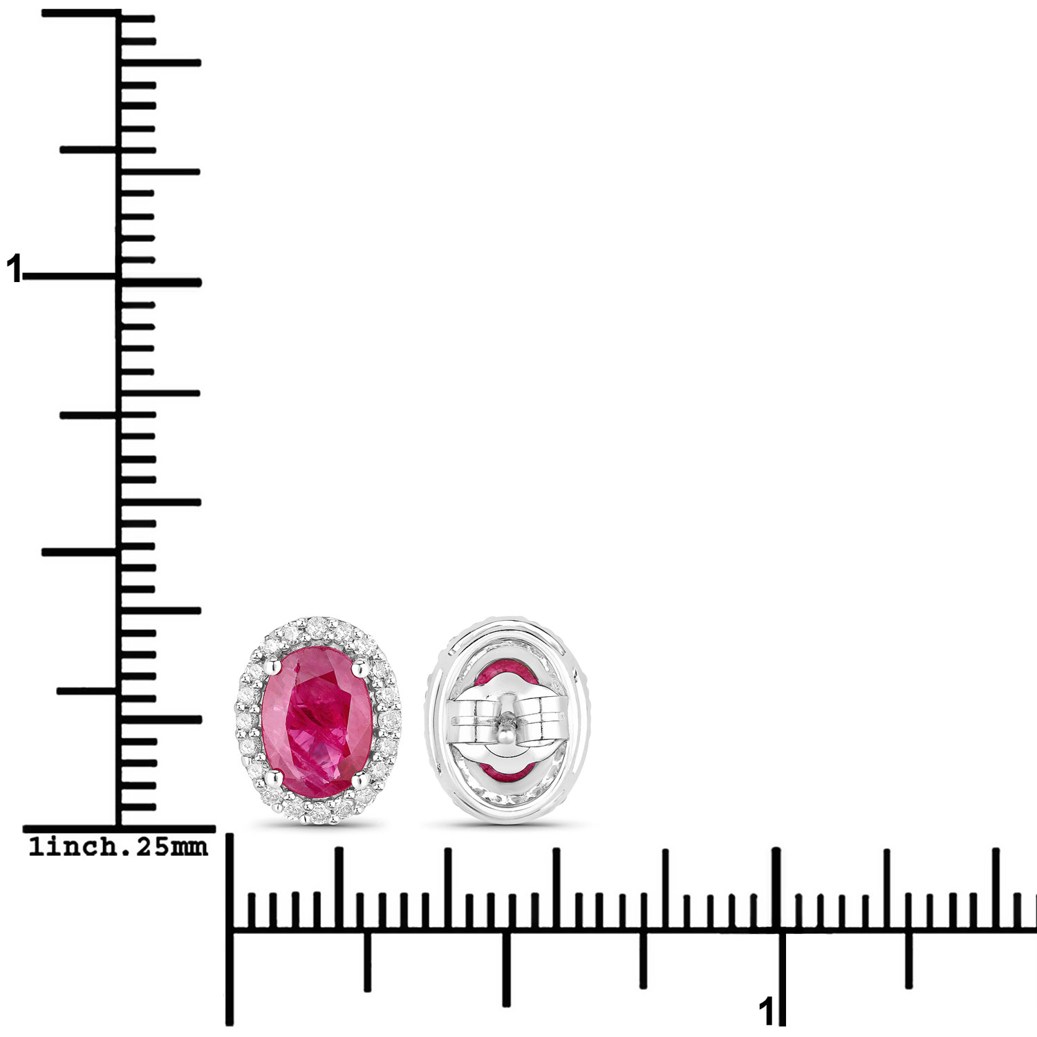 1.96 Carat Genuine Ruby and White Diamond 14K White Gold Earrings 1.96 C.T.W 14K yellow or white gold - view 2