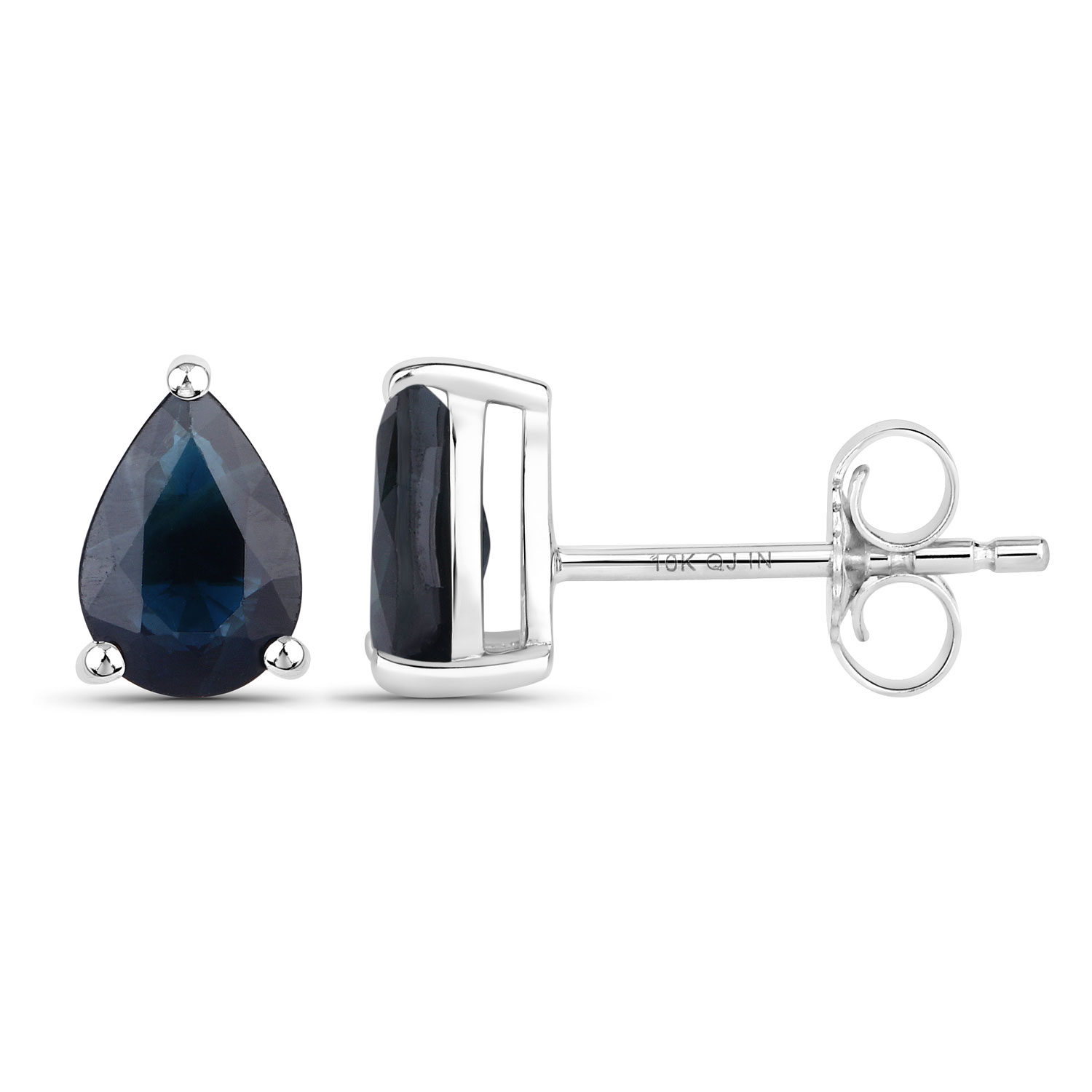 1.60 Carat Genuine Blue Sapphire 10K White Gold Earrings 1.60 C.T.W 10K white gold - view 4