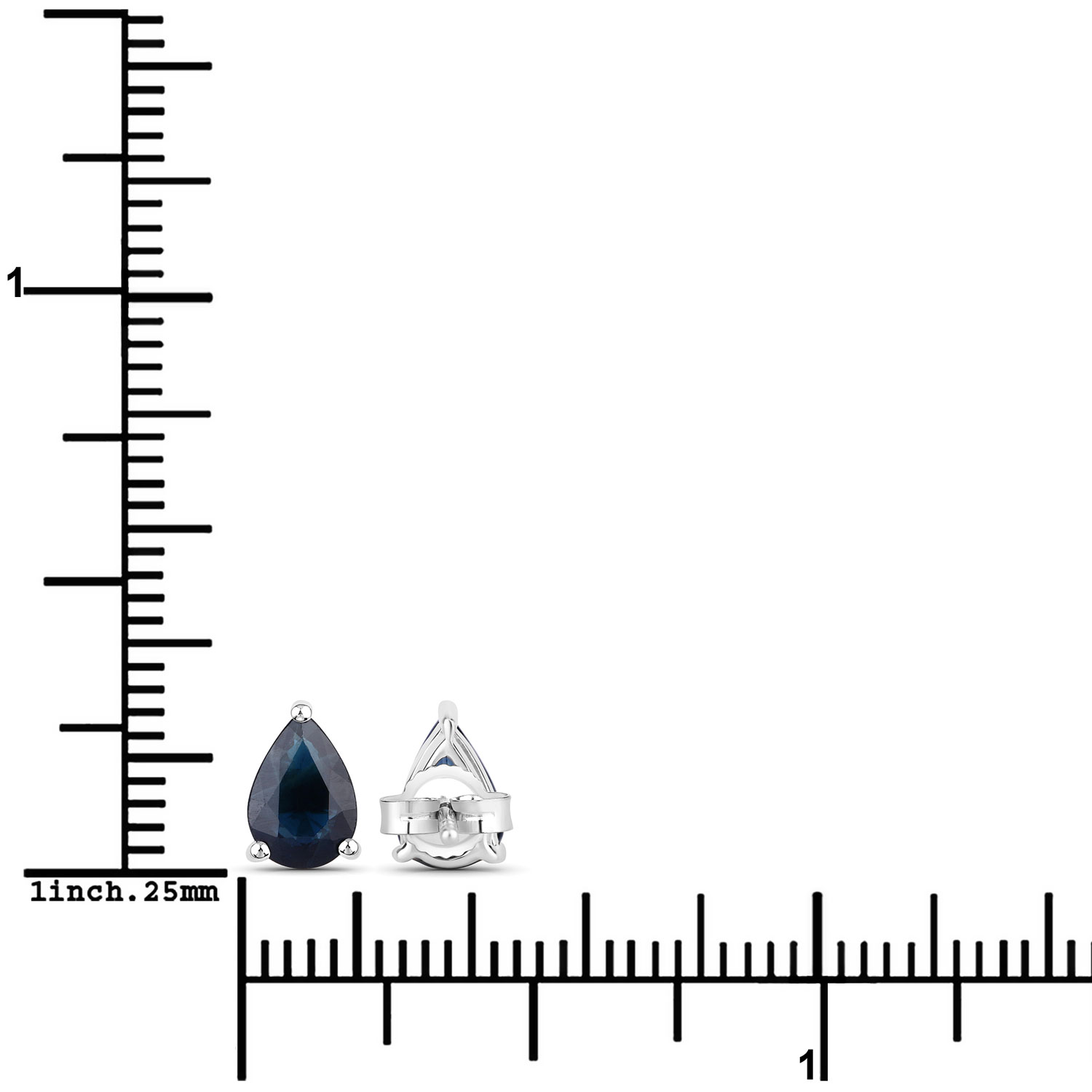 1.60 Carat Genuine Blue Sapphire 10K White Gold Earrings 1.60 C.T.W 10K white gold - view 9