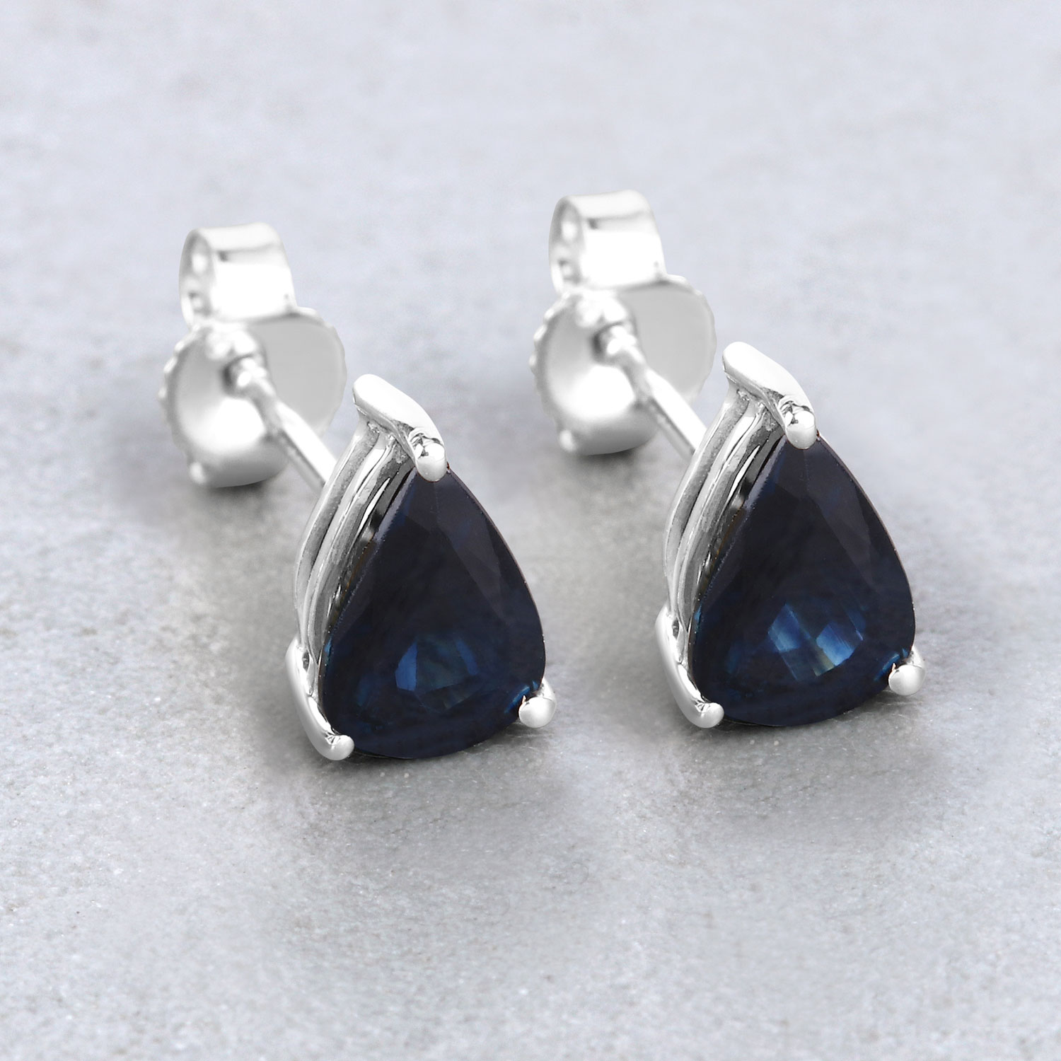 1.60 Carat Genuine Blue Sapphire 10K White Gold Earrings 1.60 C.T.W 10K white gold - view 10
