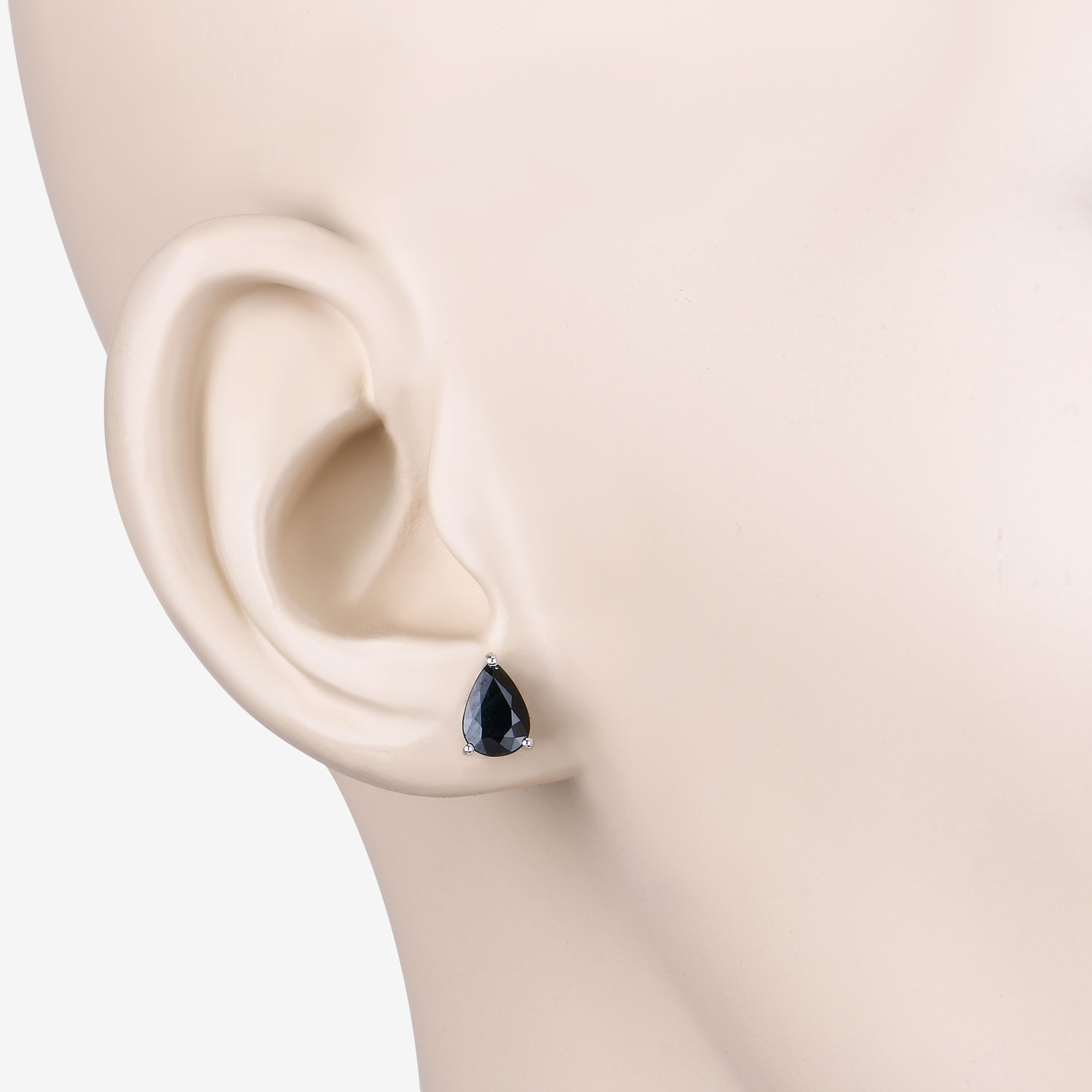 1.60 Carat Genuine Blue Sapphire 10K White Gold Earrings 1.60 C.T.W 10K white gold - view 2