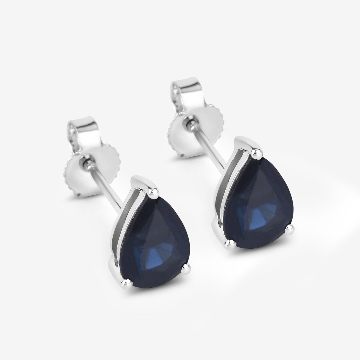 1.60 Carat Genuine Blue Sapphire 10K White Gold Earrings 1.60 C.T.W 10K white gold - view 7
