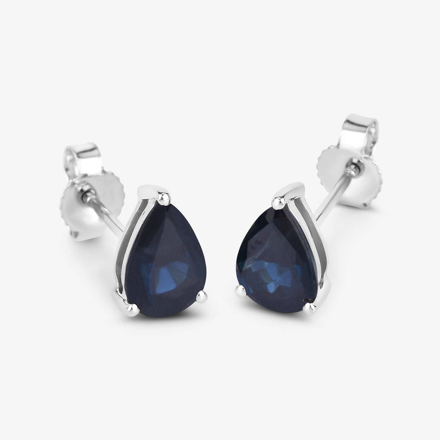1.60 Carat Genuine Blue Sapphire 10K White Gold Earrings 1.60 C.T.W 10K white gold - view 3
