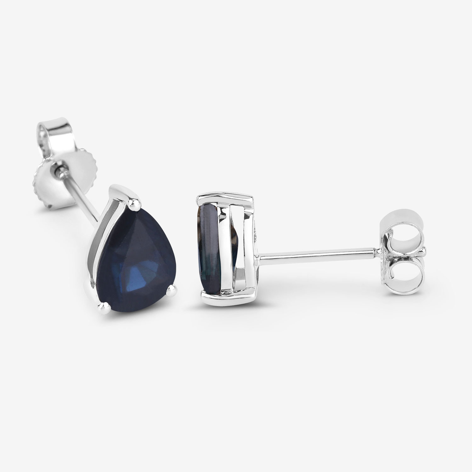 1.60 Carat Genuine Blue Sapphire 10K White Gold Earrings 1.60 C.T.W 10K white gold - view 5