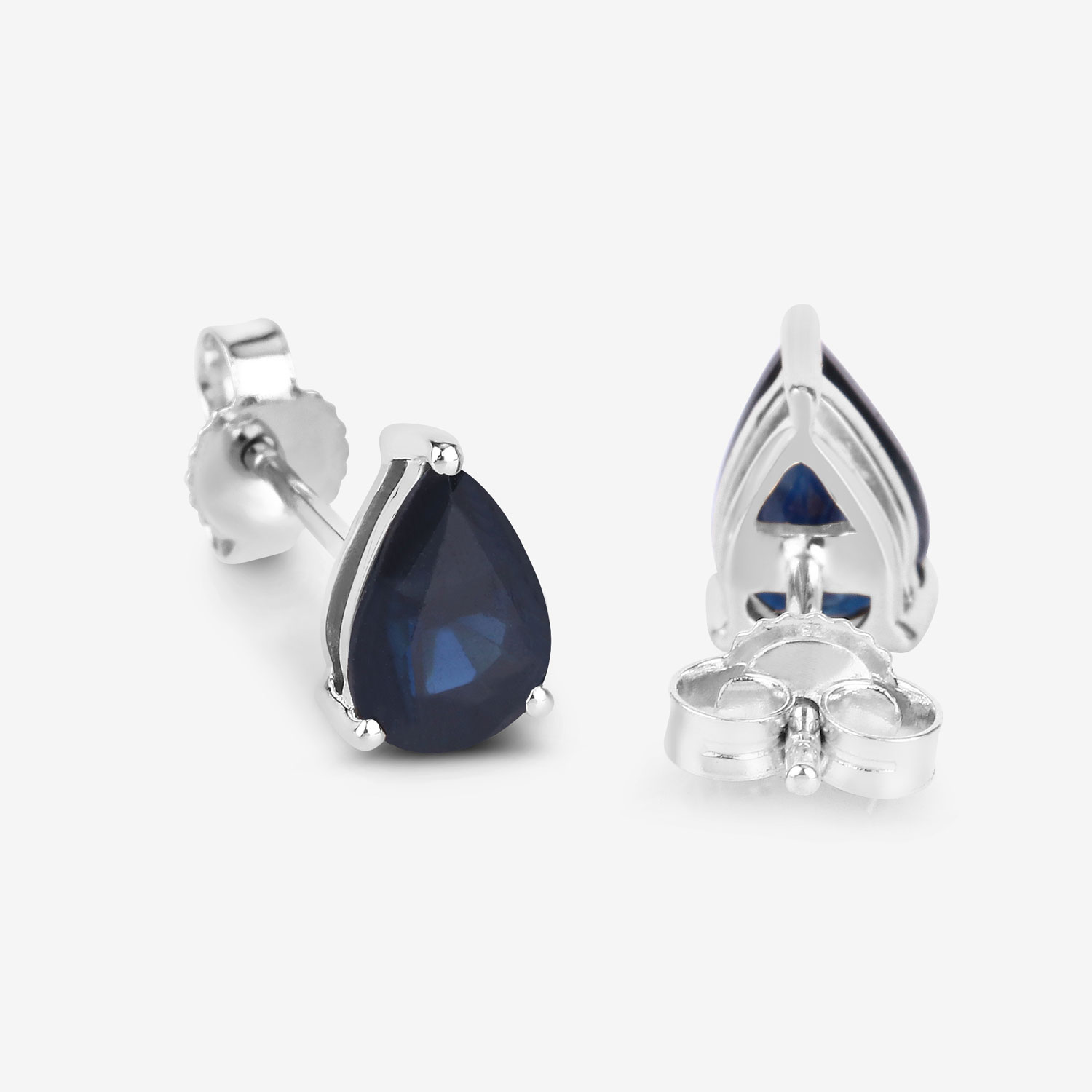 1.60 Carat Genuine Blue Sapphire 10K White Gold Earrings 1.60 C.T.W 10K white gold - view 8