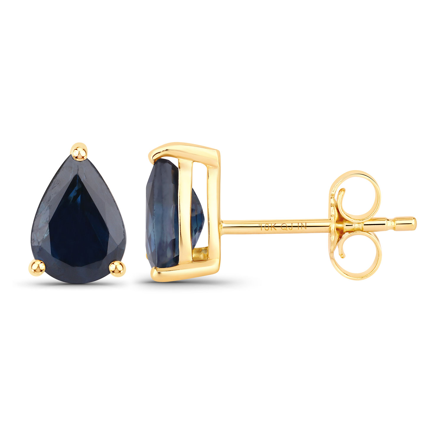 1.60 Carat Genuine Blue Sapphire 10K Yellow Gold Earrings 1.60 C.T.W 10K yellow gold - view 8