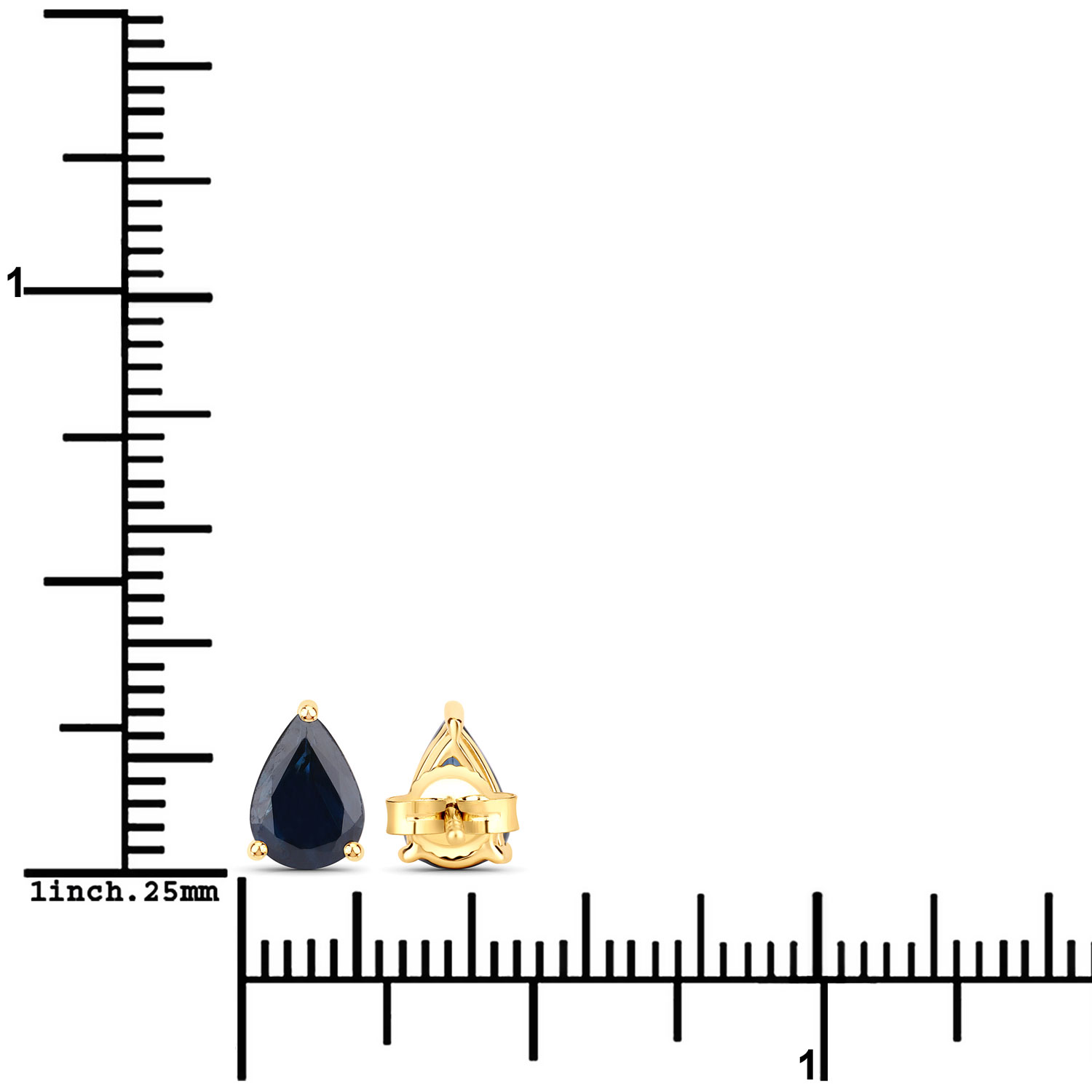 1.60 Carat Genuine Blue Sapphire 10K Yellow Gold Earrings 1.60 C.T.W 10K yellow gold - view 2