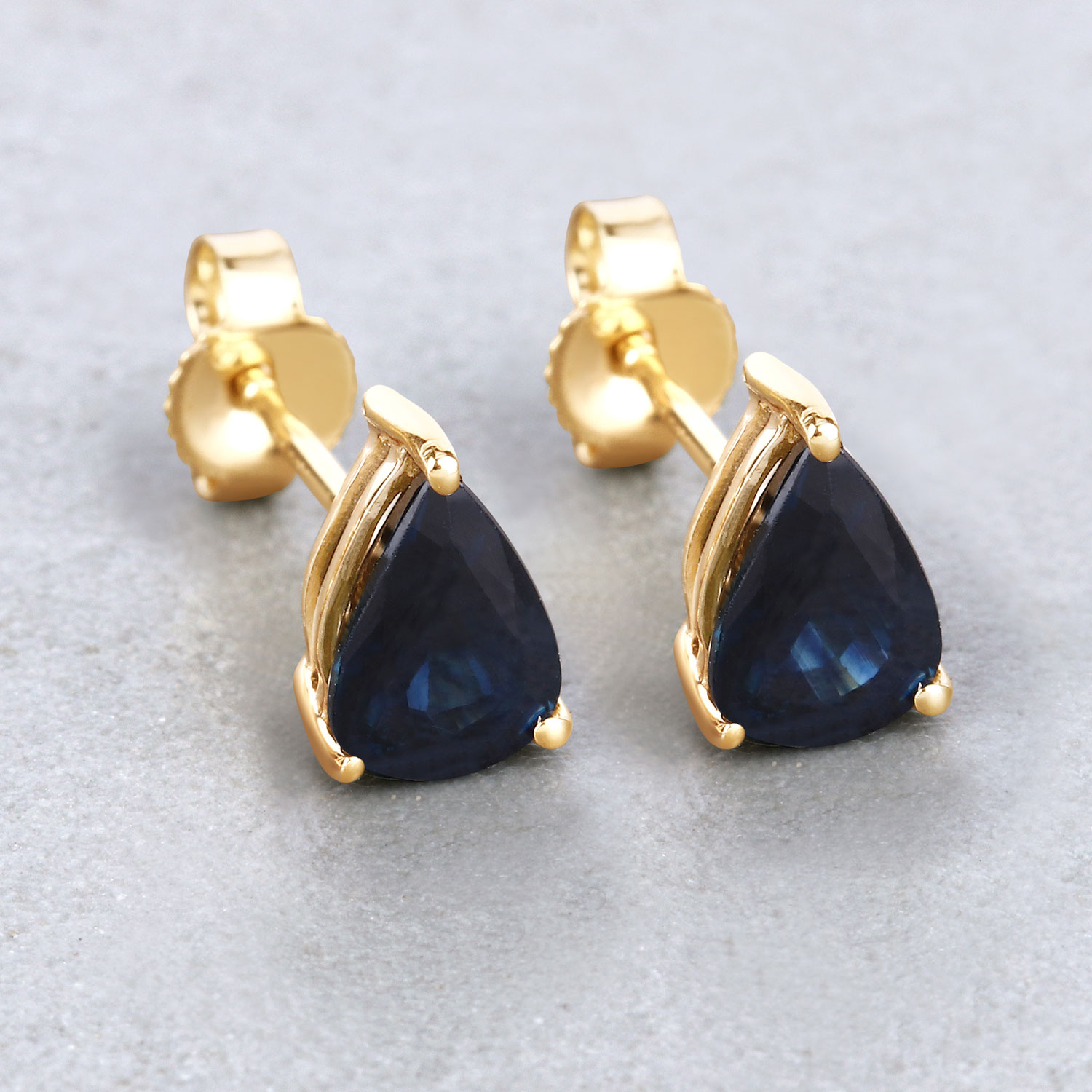 1.60 Carat Genuine Blue Sapphire 10K Yellow Gold Earrings 1.60 C.T.W 10K yellow gold - view 5
