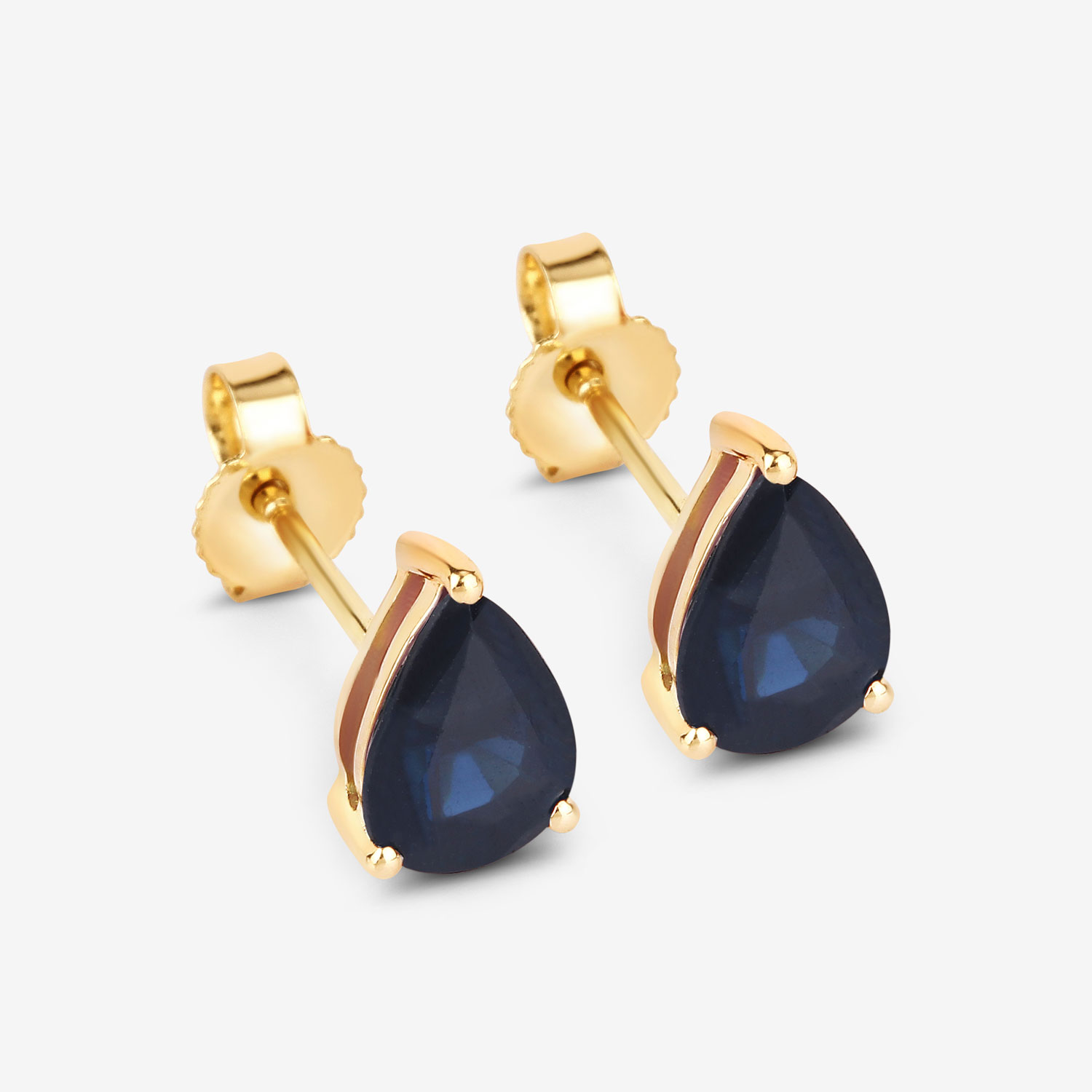 1.60 Carat Genuine Blue Sapphire 10K Yellow Gold Earrings 1.60 C.T.W 10K yellow gold - view 7