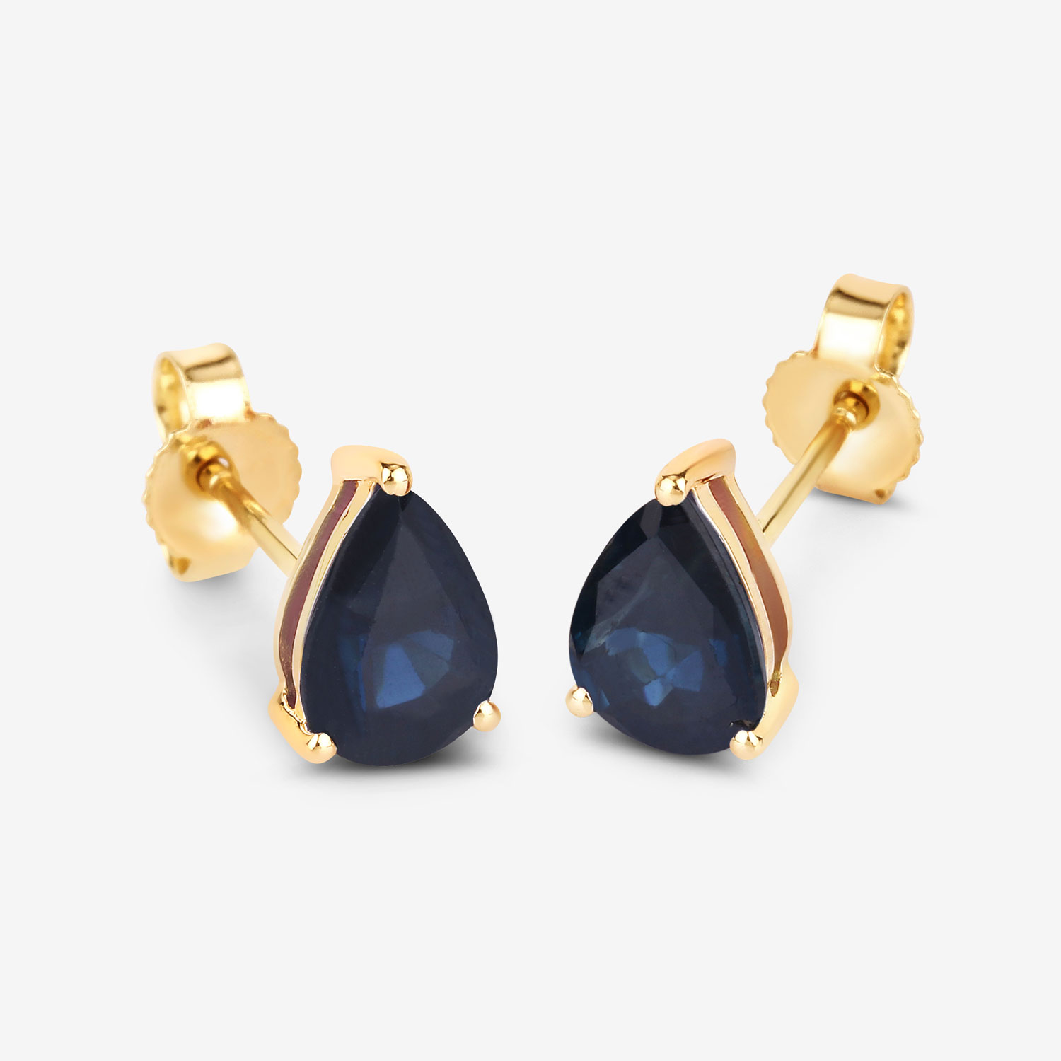 1.60 Carat Genuine Blue Sapphire 10K Yellow Gold Earrings 1.60 C.T.W 10K yellow gold - view 3