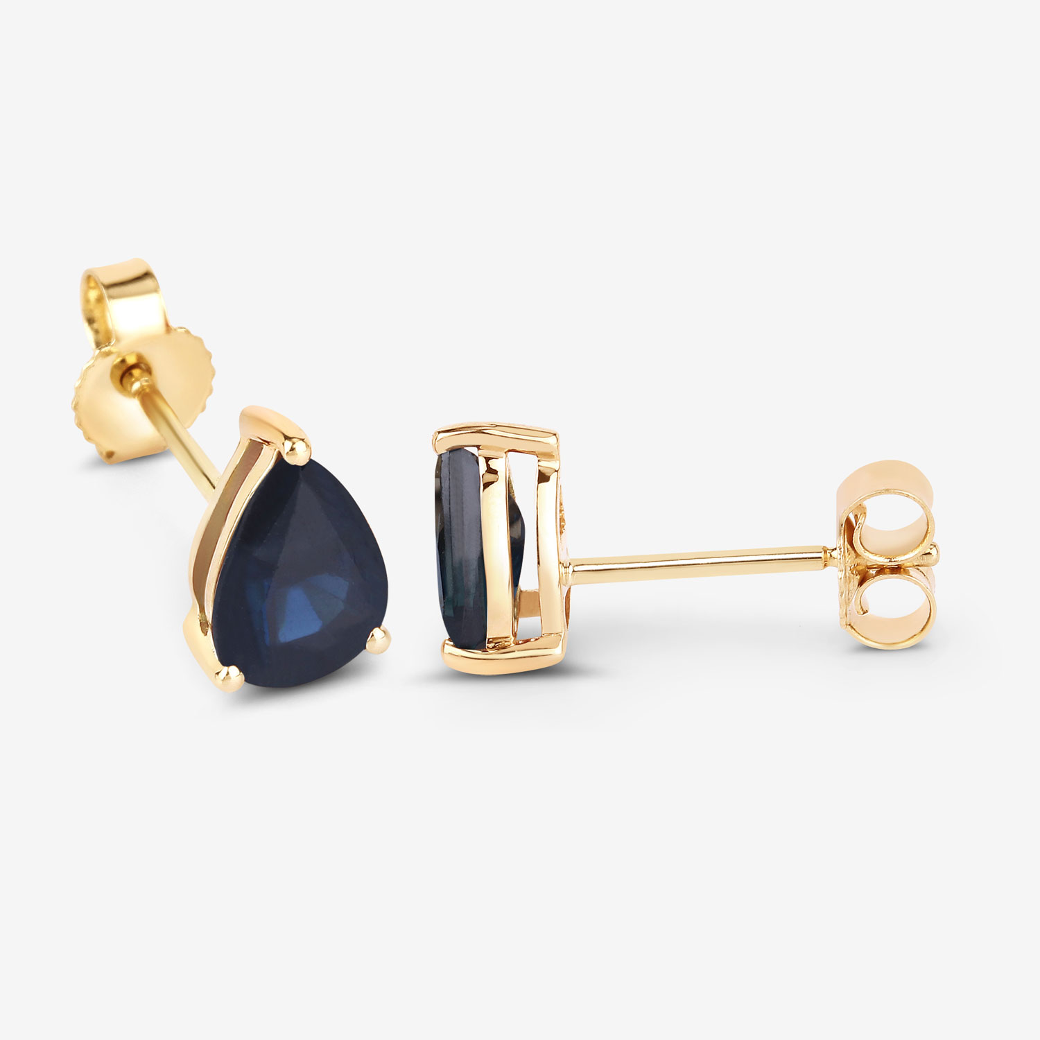 1.60 Carat Genuine Blue Sapphire 10K Yellow Gold Earrings 1.60 C.T.W 10K yellow gold - view 4