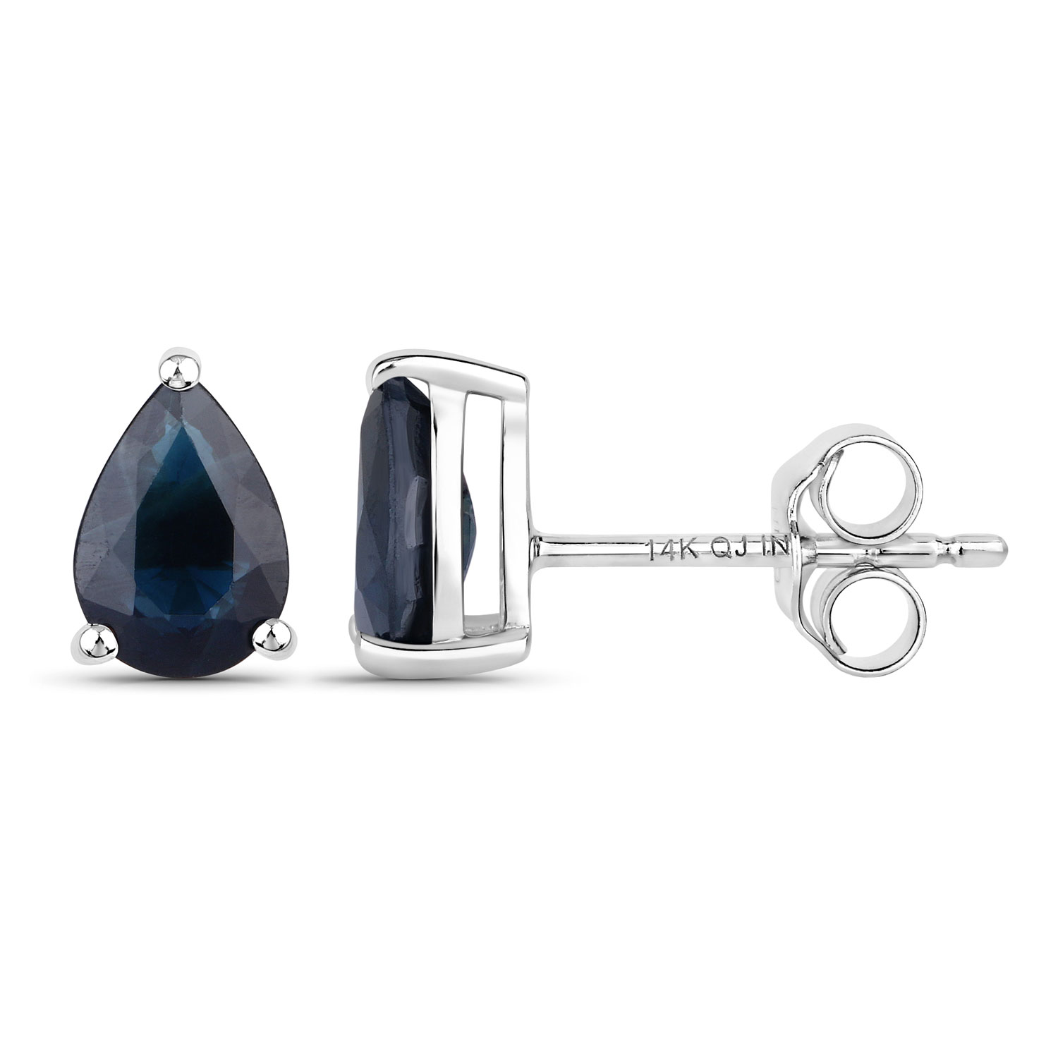 1.60 Carat Genuine Blue Sapphire 14K White Gold Earrings 1.60 C.T.W 14K white gold - view 3