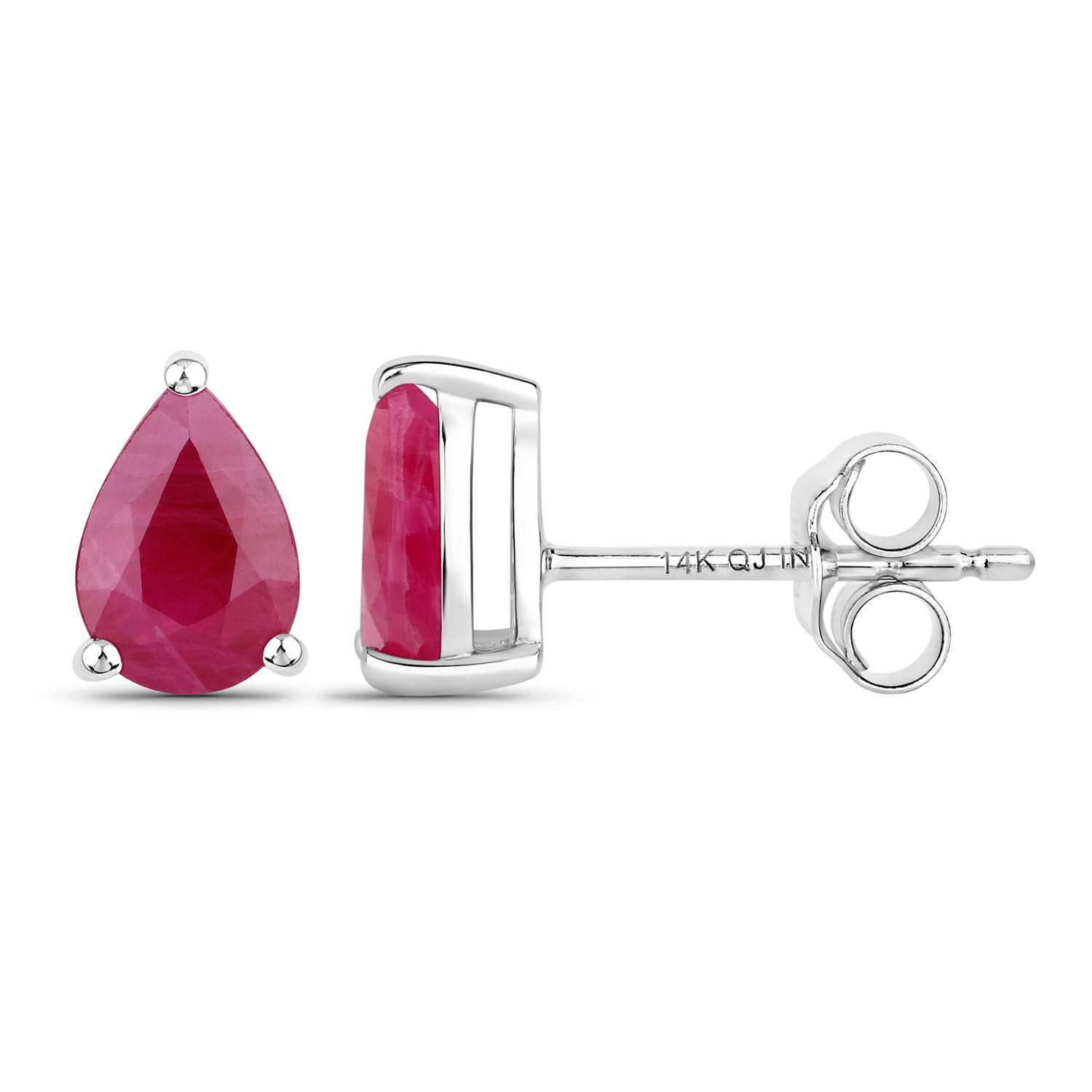 1.60 Carat Genuine Ruby 14K White Gold Earrings 1.60 C.T.W 14K white gold - view 2