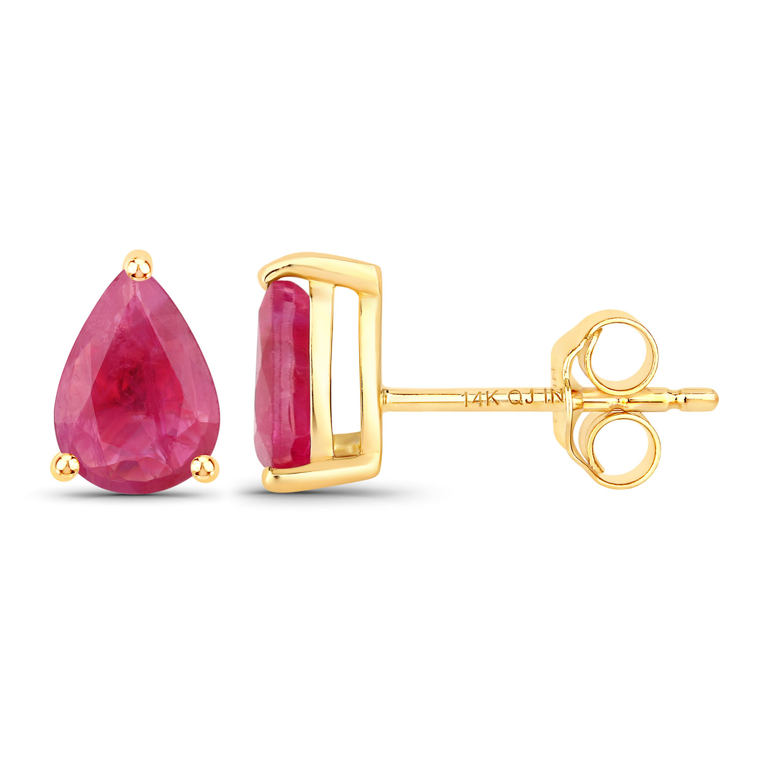 1.60 Carat Pear Shaped Genuine Ruby 14K Gold Earrings 1.60 C.T.W 14K yellow or white gold - view 2
