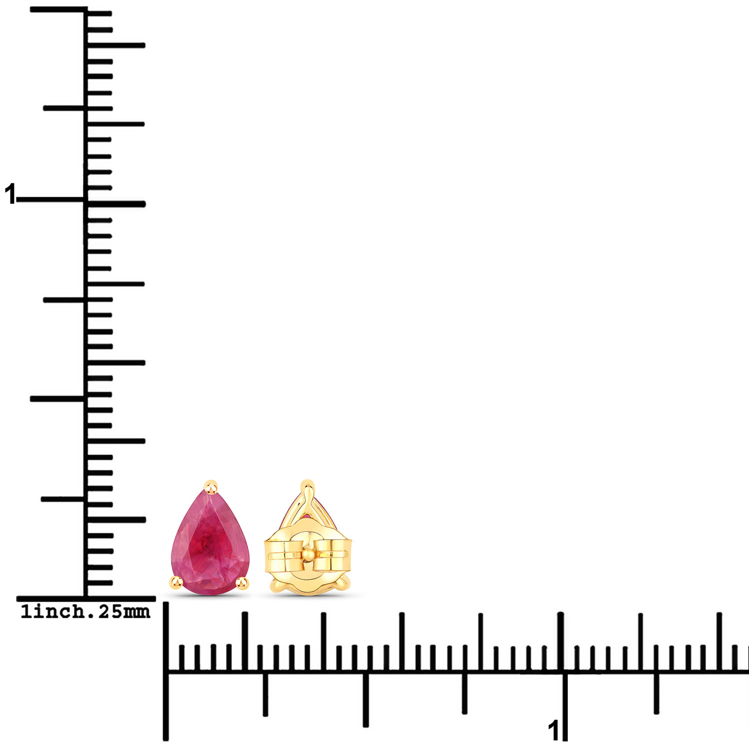 1.60 Carat Pear Shaped Genuine Ruby 14K Gold Earrings 1.60 C.T.W 14K yellow or white gold - view 3