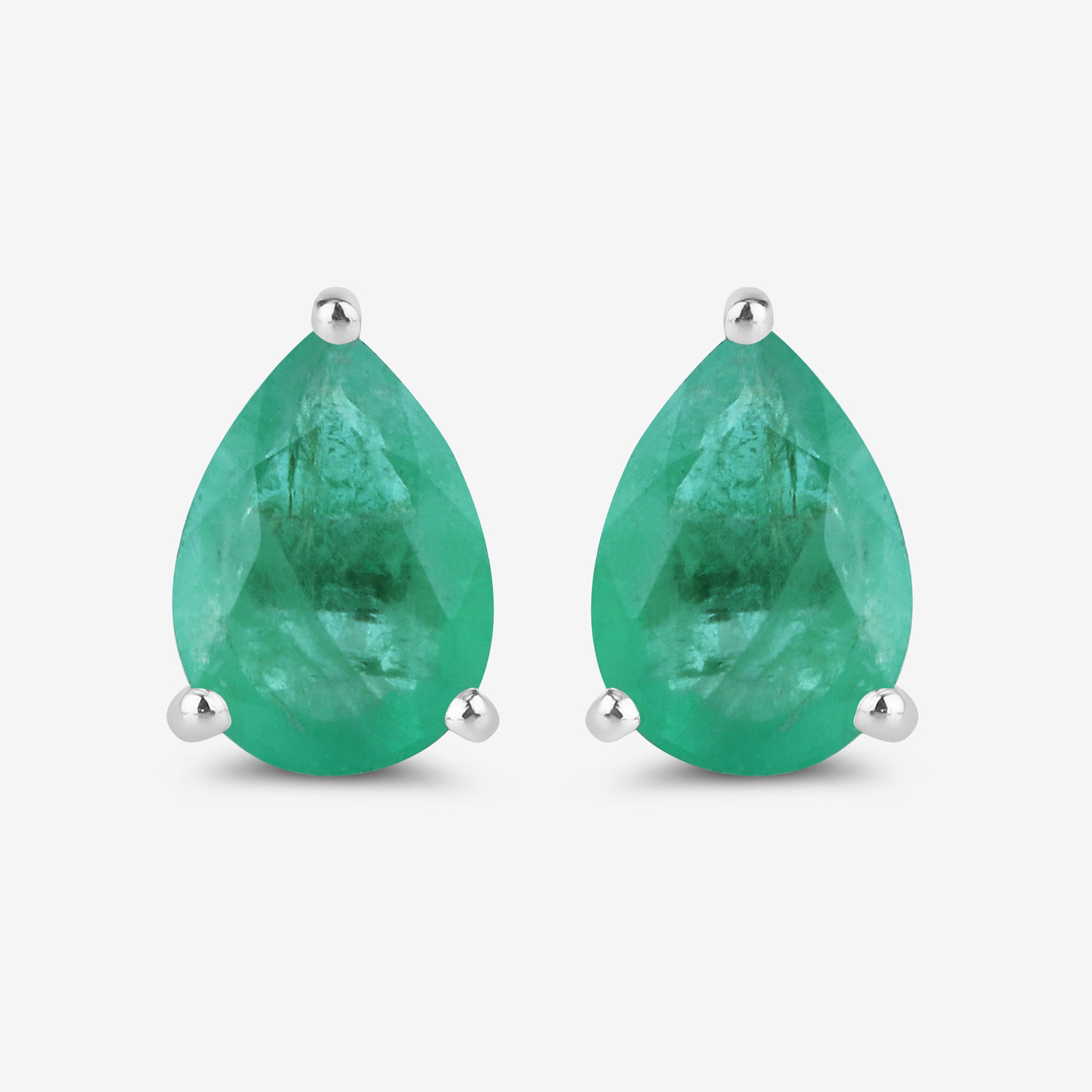 1.30 Carat Genuine Zambian Emerald 10K White Gold Earrings Unknown Friendly Weight 10K white gold - view 4