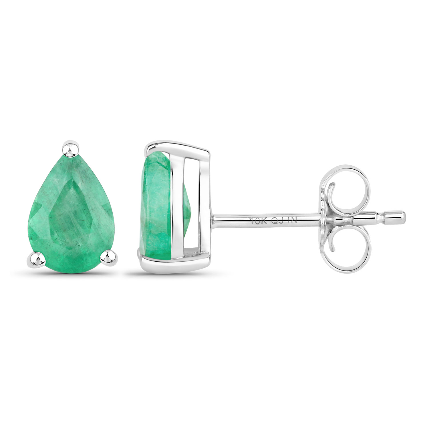 1.30 Carat Genuine Zambian Emerald 10K White Gold Earrings Unknown Friendly Weight 10K white gold - view 8
