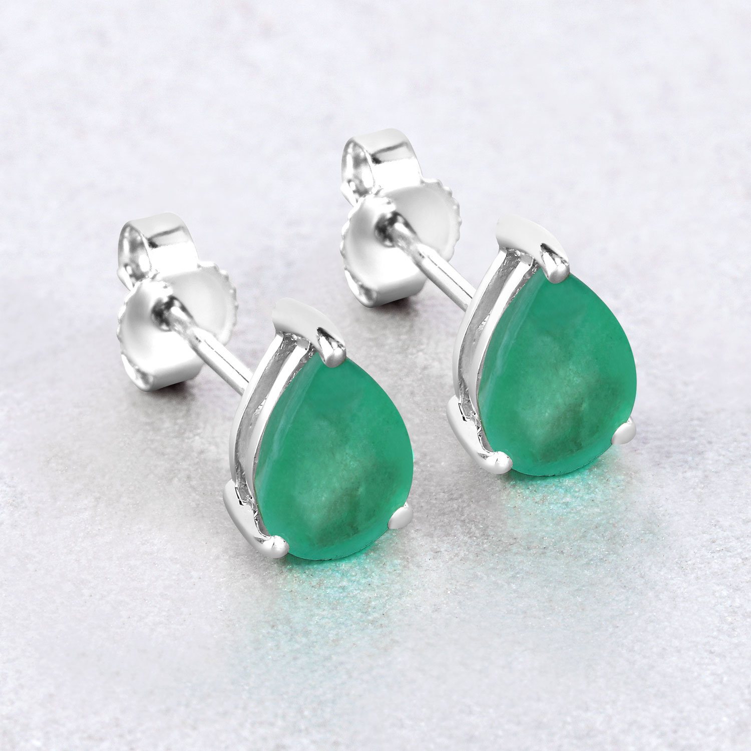 1.30 Carat Genuine Zambian Emerald 10K White Gold Earrings Unknown Friendly Weight 10K white gold - view 10