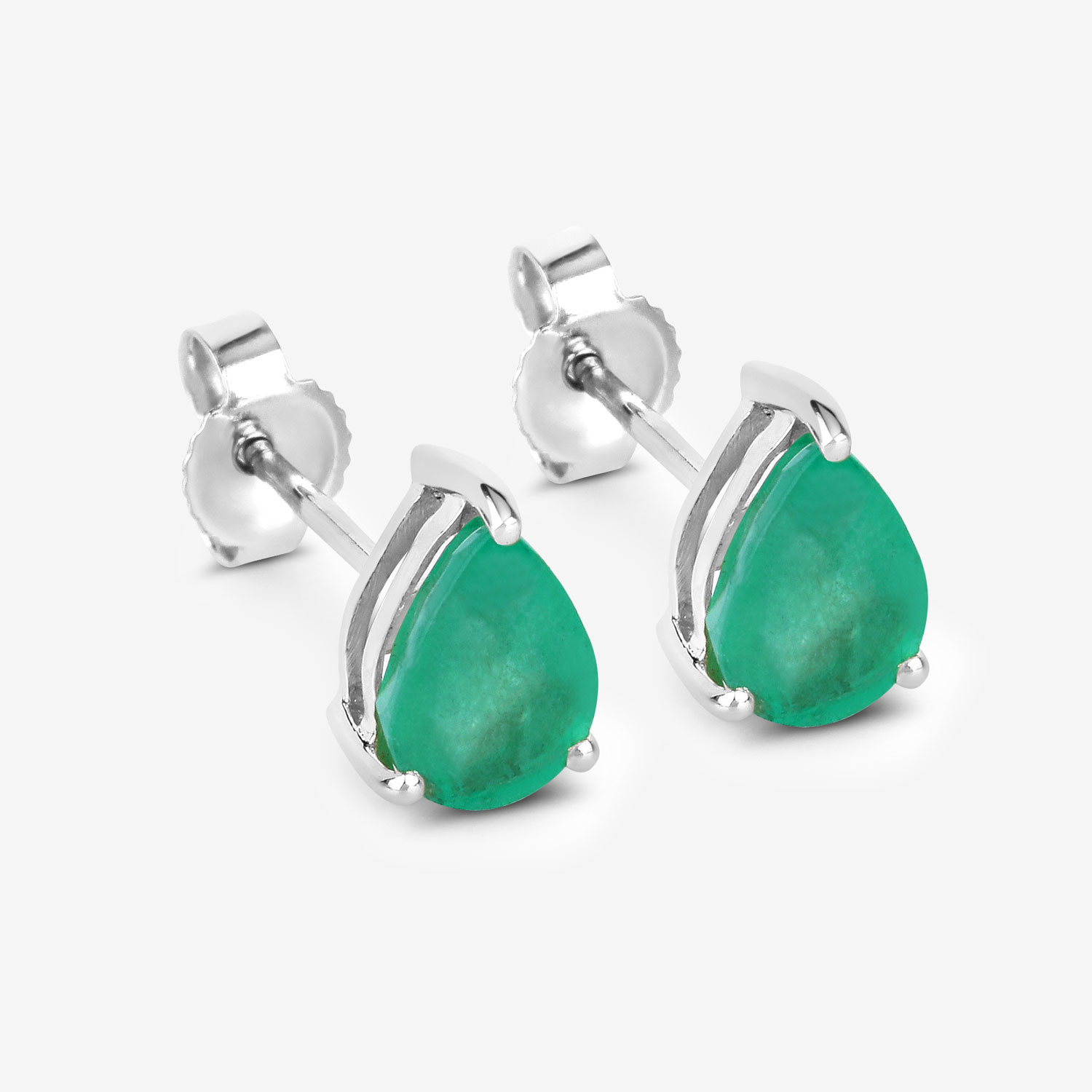 1.30 Carat Genuine Zambian Emerald 10K White Gold Earrings Unknown Friendly Weight 10K white gold - view 6
