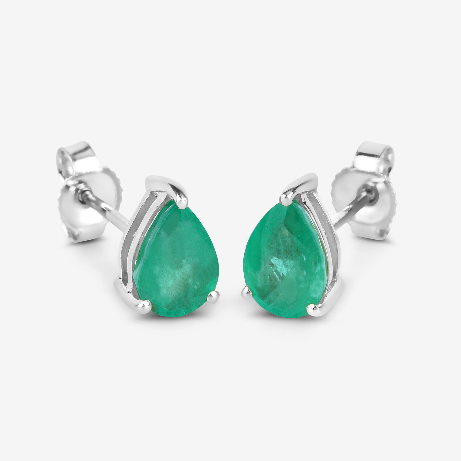 1.30 Carat Genuine Zambian Emerald 10K White Gold Earrings Unknown Friendly Weight 10K white gold - view 5