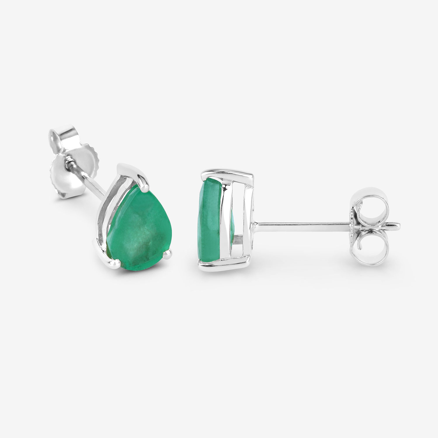 1.30 Carat Genuine Zambian Emerald 10K White Gold Earrings Unknown Friendly Weight 10K white gold - view 2