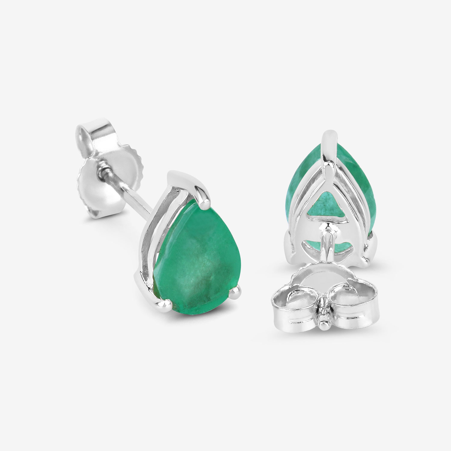 1.30 Carat Genuine Zambian Emerald 10K White Gold Earrings Unknown Friendly Weight 10K white gold - view 3