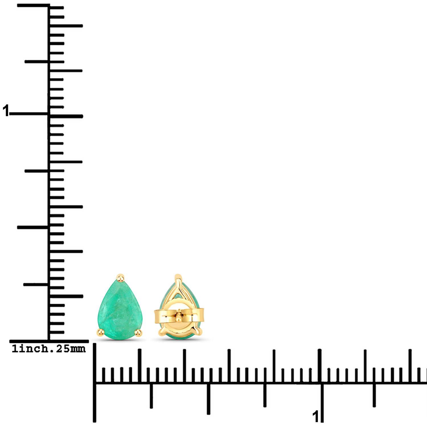 1.30 Carat Genuine Zambian Emerald 10K Yellow Gold Earrings 1.30 C.T.W 10K yellow gold - view 10