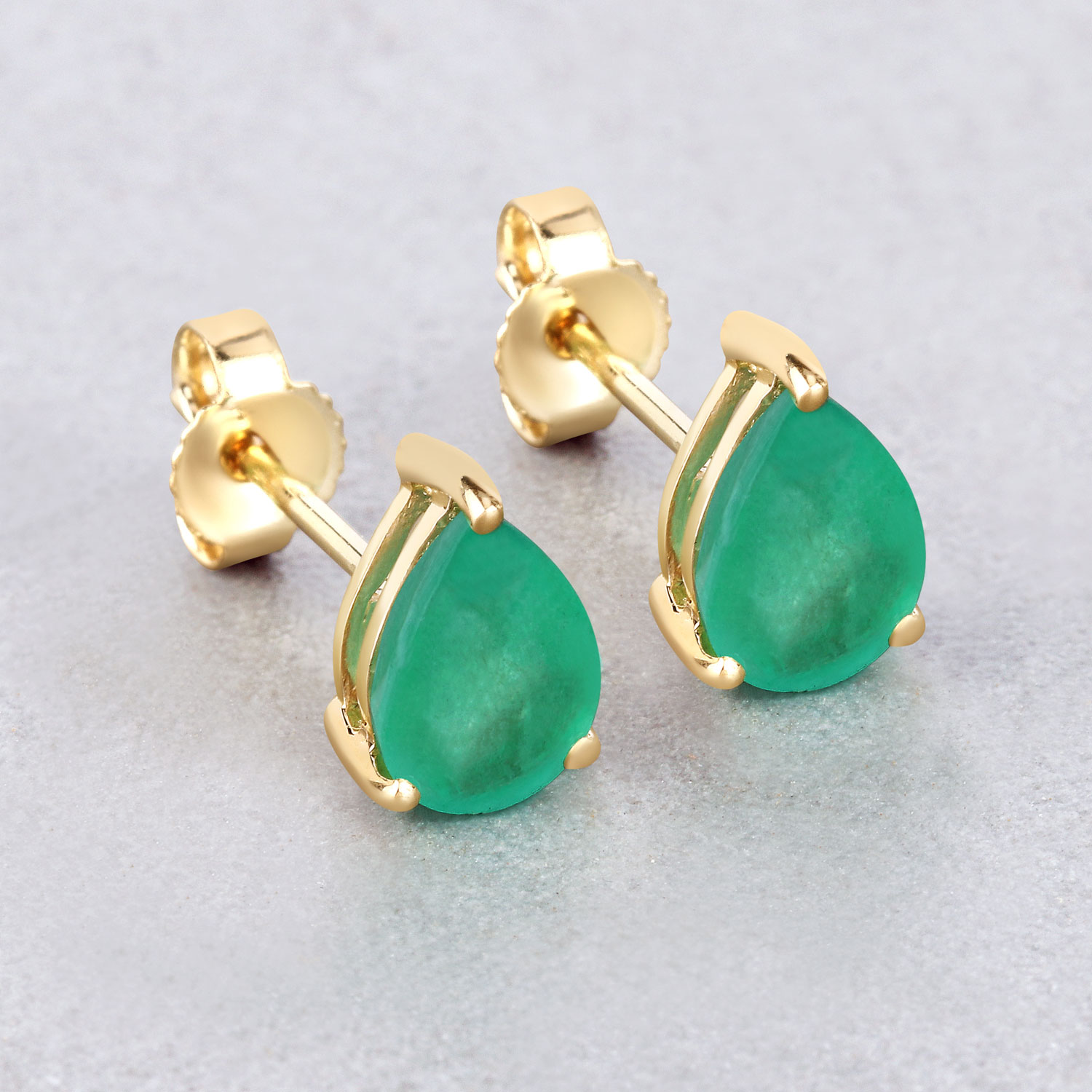 1.30 Carat Genuine Zambian Emerald 10K Yellow Gold Earrings 1.30 C.T.W 10K yellow gold - view 3