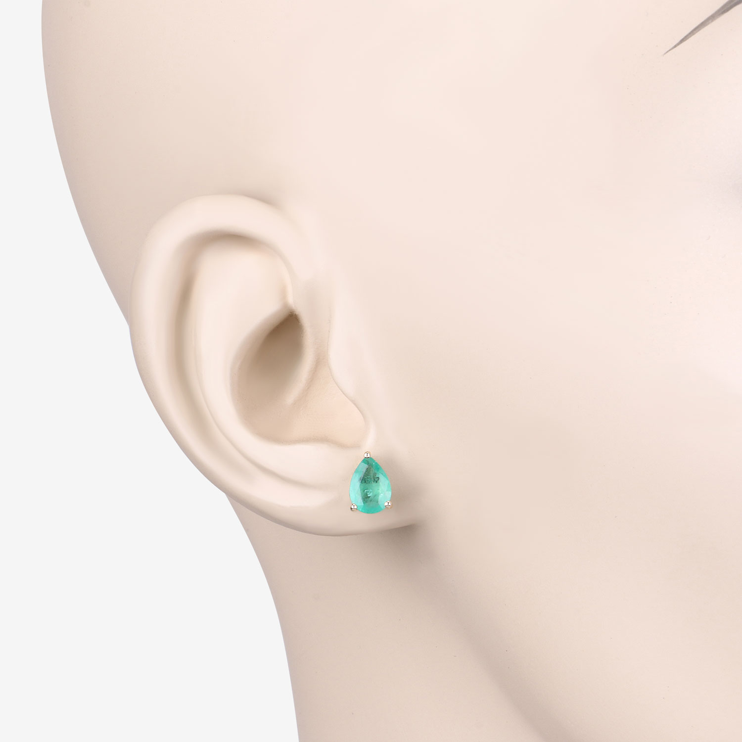 1.30 Carat Genuine Zambian Emerald 10K Yellow Gold Earrings 1.30 C.T.W 10K yellow gold - view 5