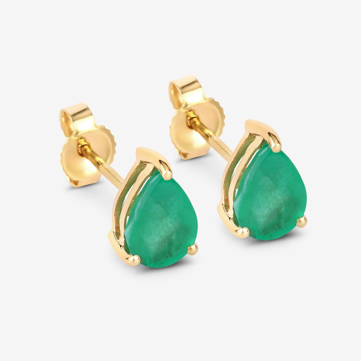 1.30 Carat Genuine Zambian Emerald 10K Yellow Gold Earrings 1.30 C.T.W 10K yellow gold - view 7
