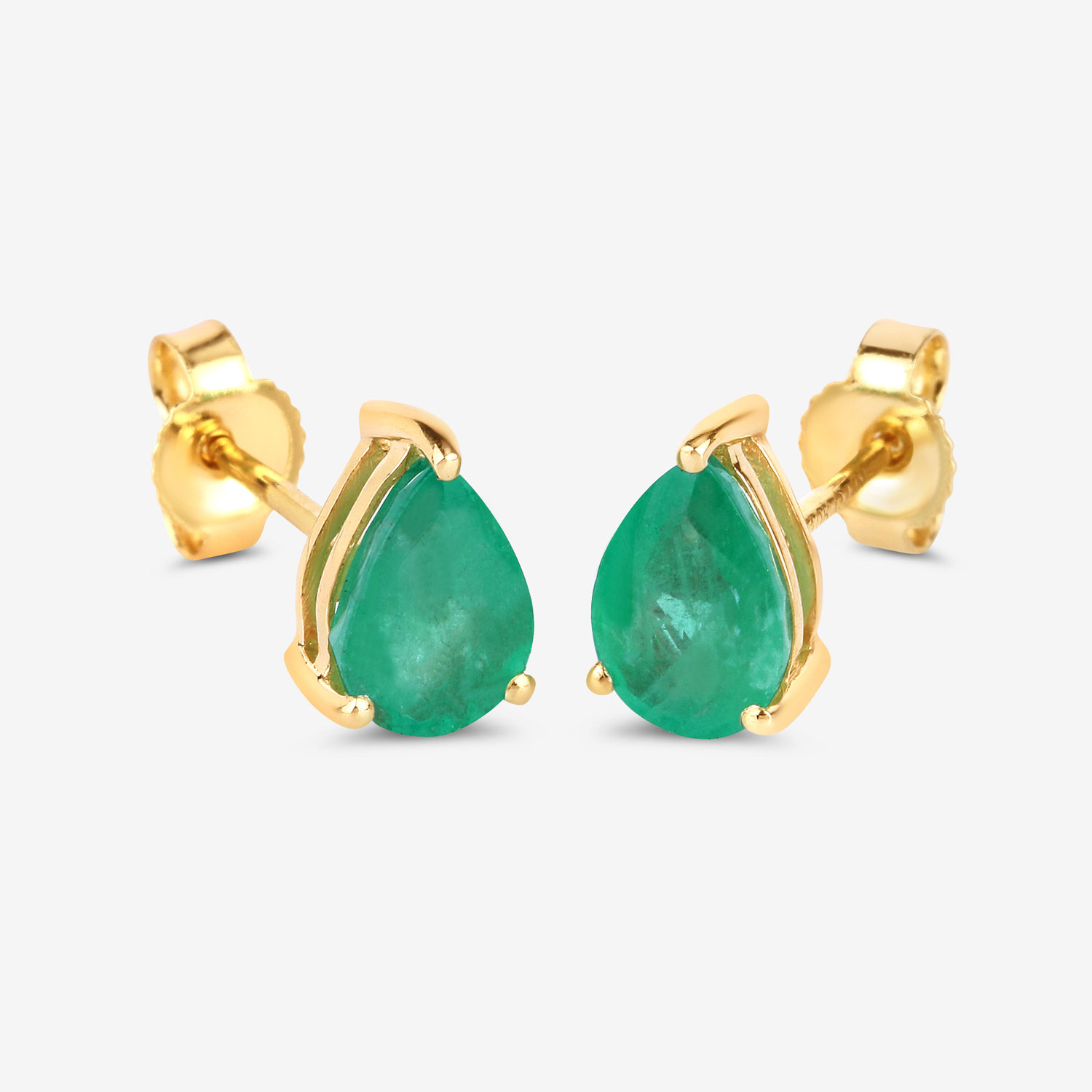 1.30 Carat Genuine Zambian Emerald 10K Yellow Gold Earrings 1.30 C.T.W 10K yellow gold - view 8